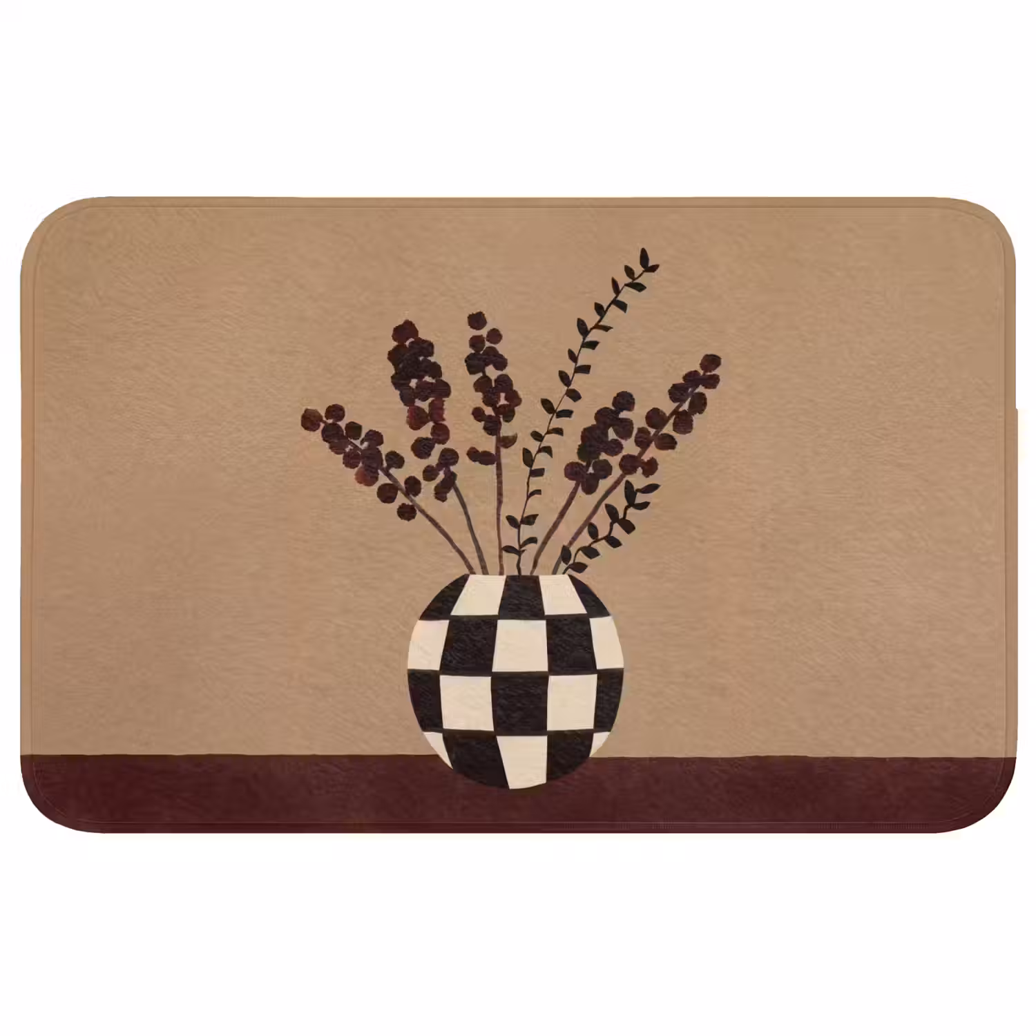 Minimalistisch - Vaas - Bloemen - Bruin Badmat middel -3d