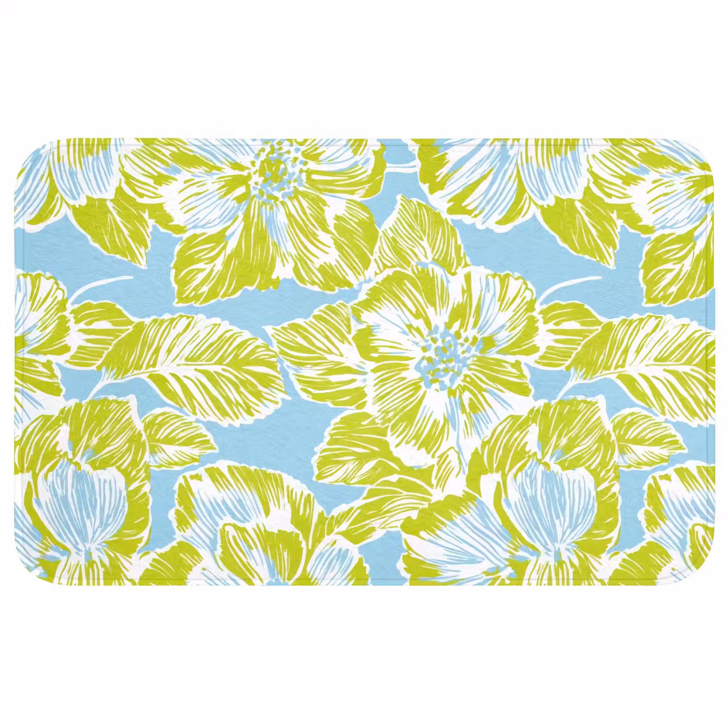 Modern - Bloemen - Groen Badmat middel 997 -3d