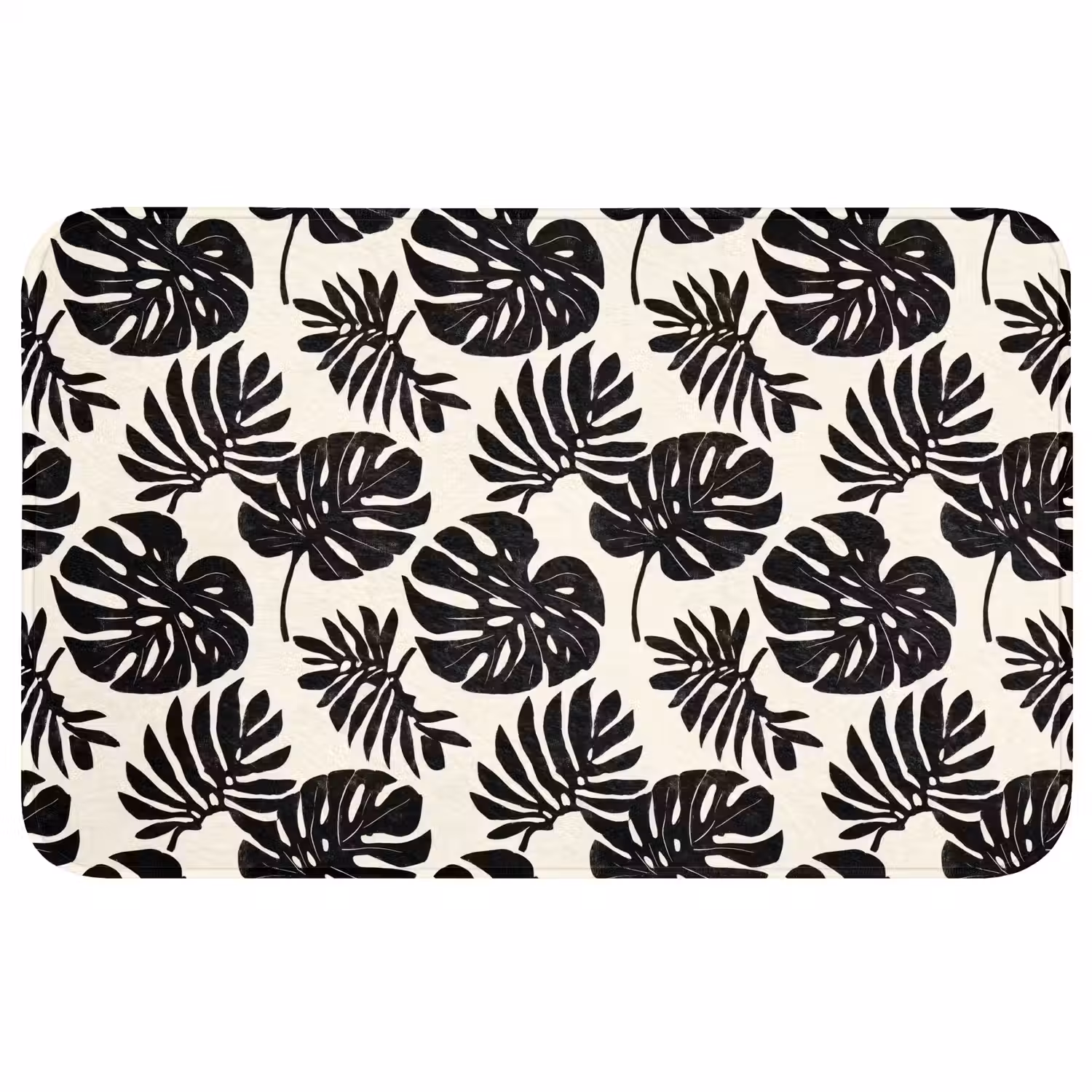 Modern - Monstera - Zwart Badmat middel 997 -3d