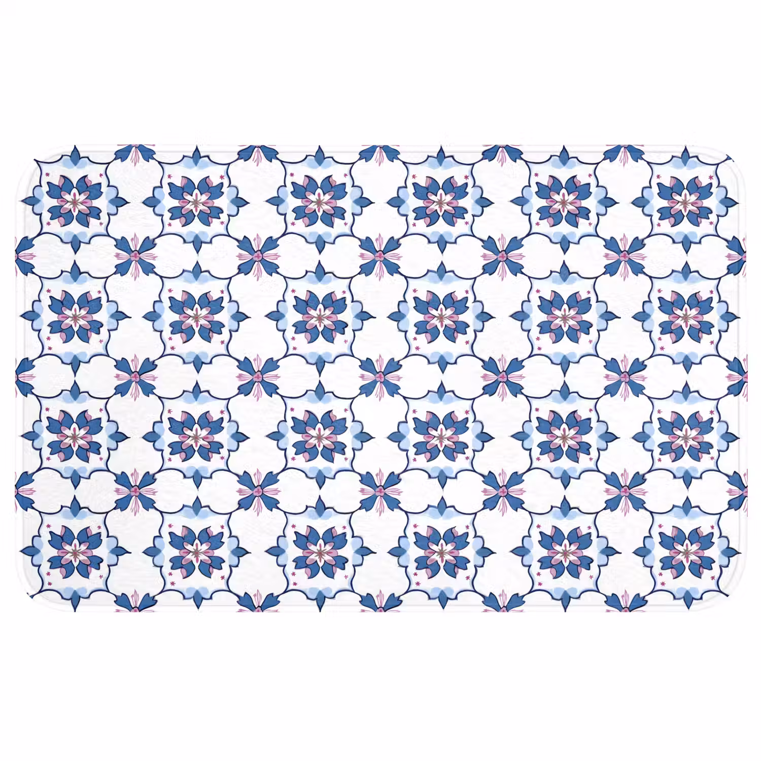 Modern - Patroon - Blauw - Roze Badmat middel 997 -3d