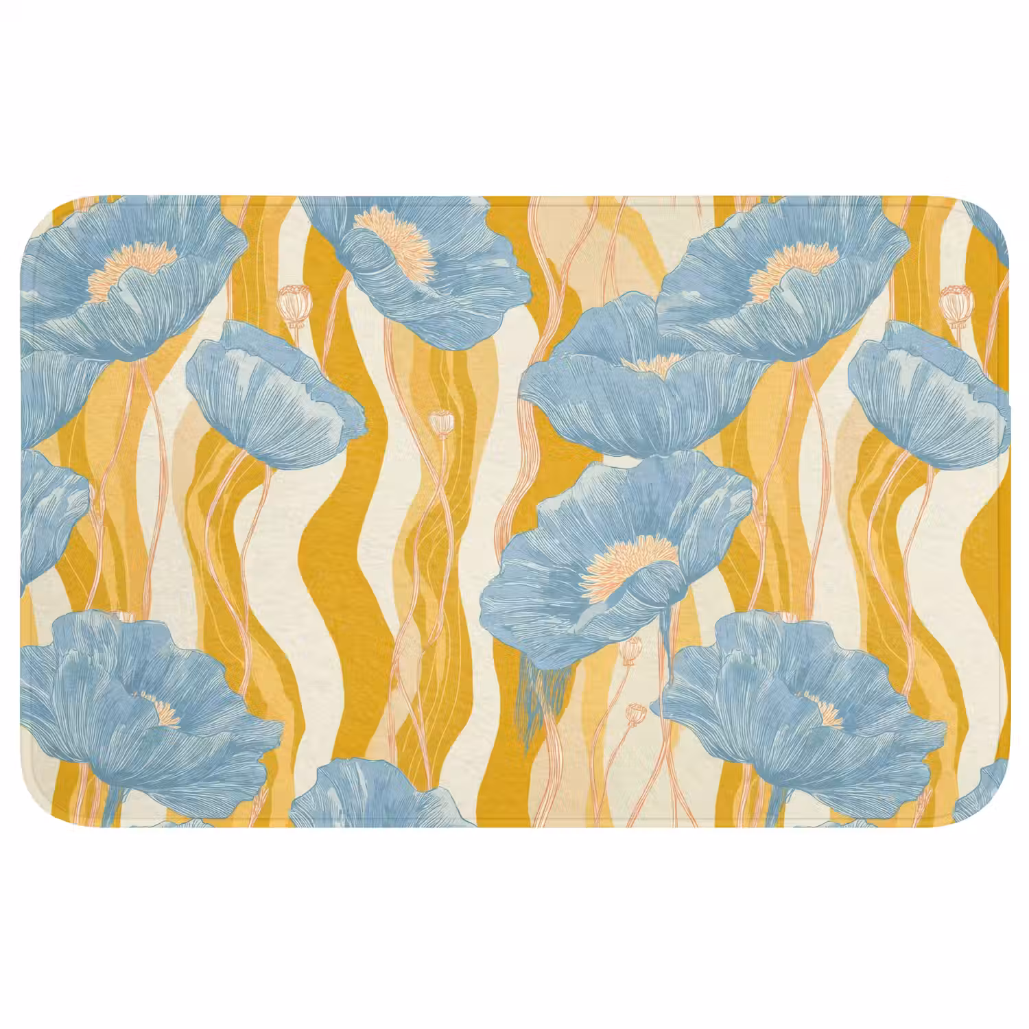 Papavers - Botanisch - Blauw Badmat middel 997 -3d