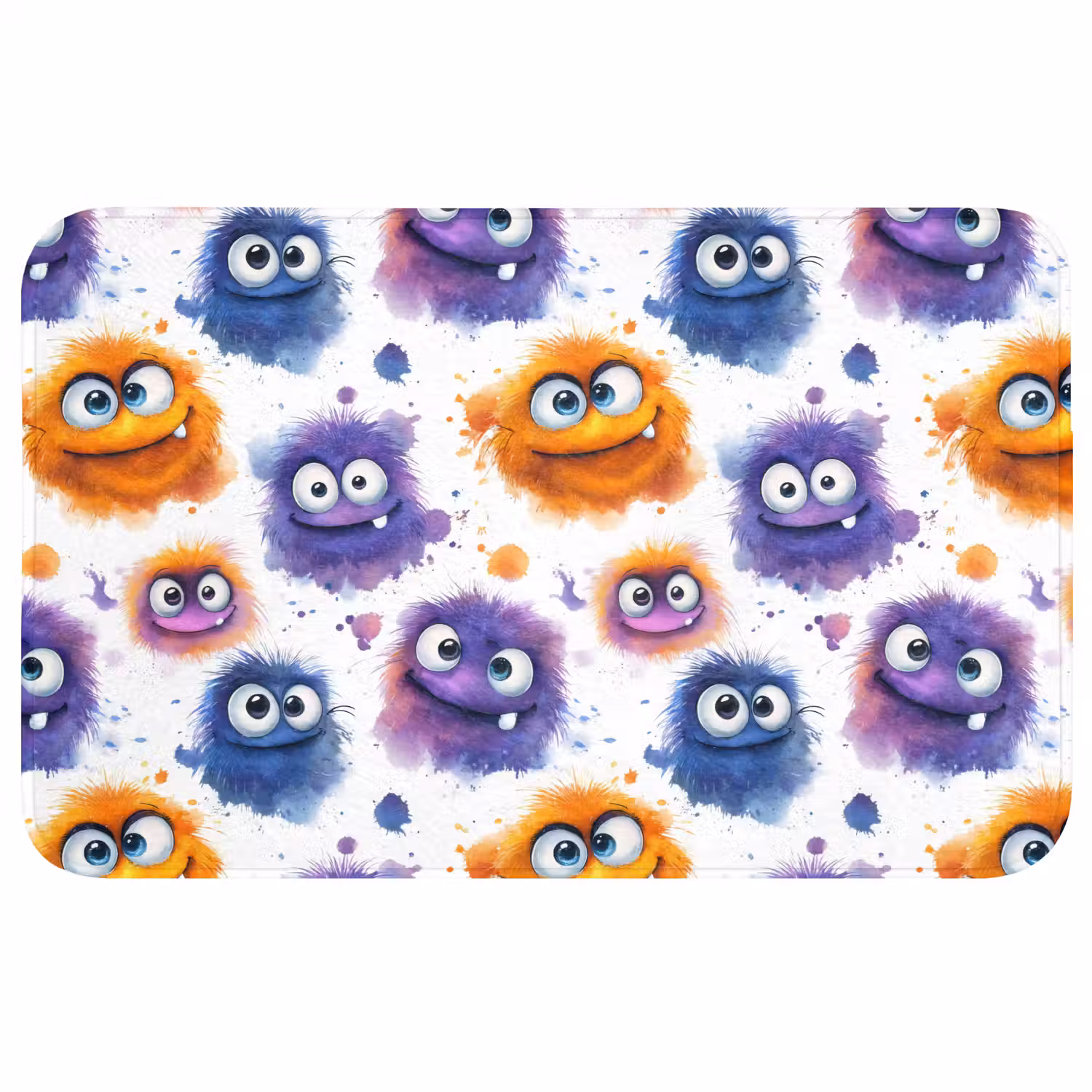 Monstertjes - Aquarel - Kleurrijk Badmat middel 997 -3d