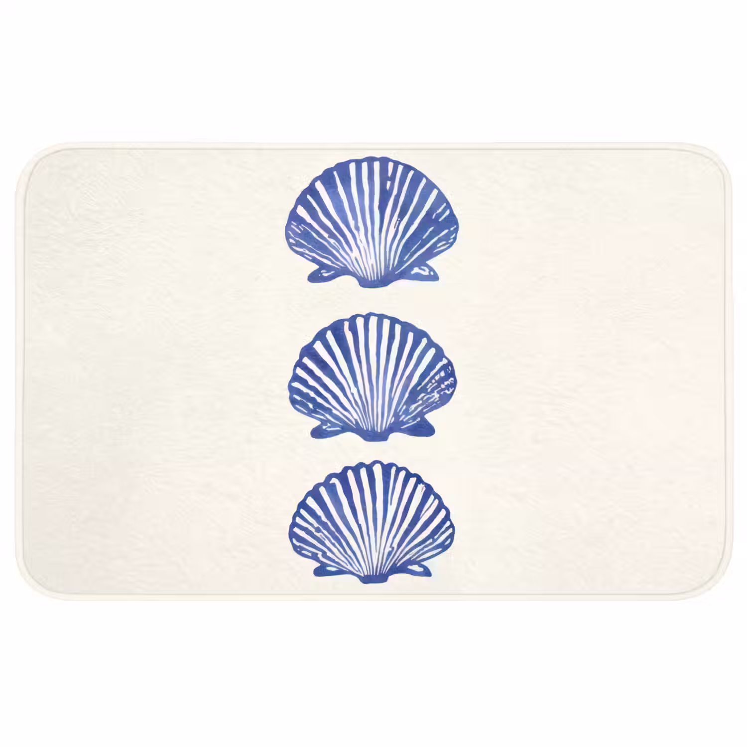 Schelpen - Blauw - Patroon Badmat middel -3d