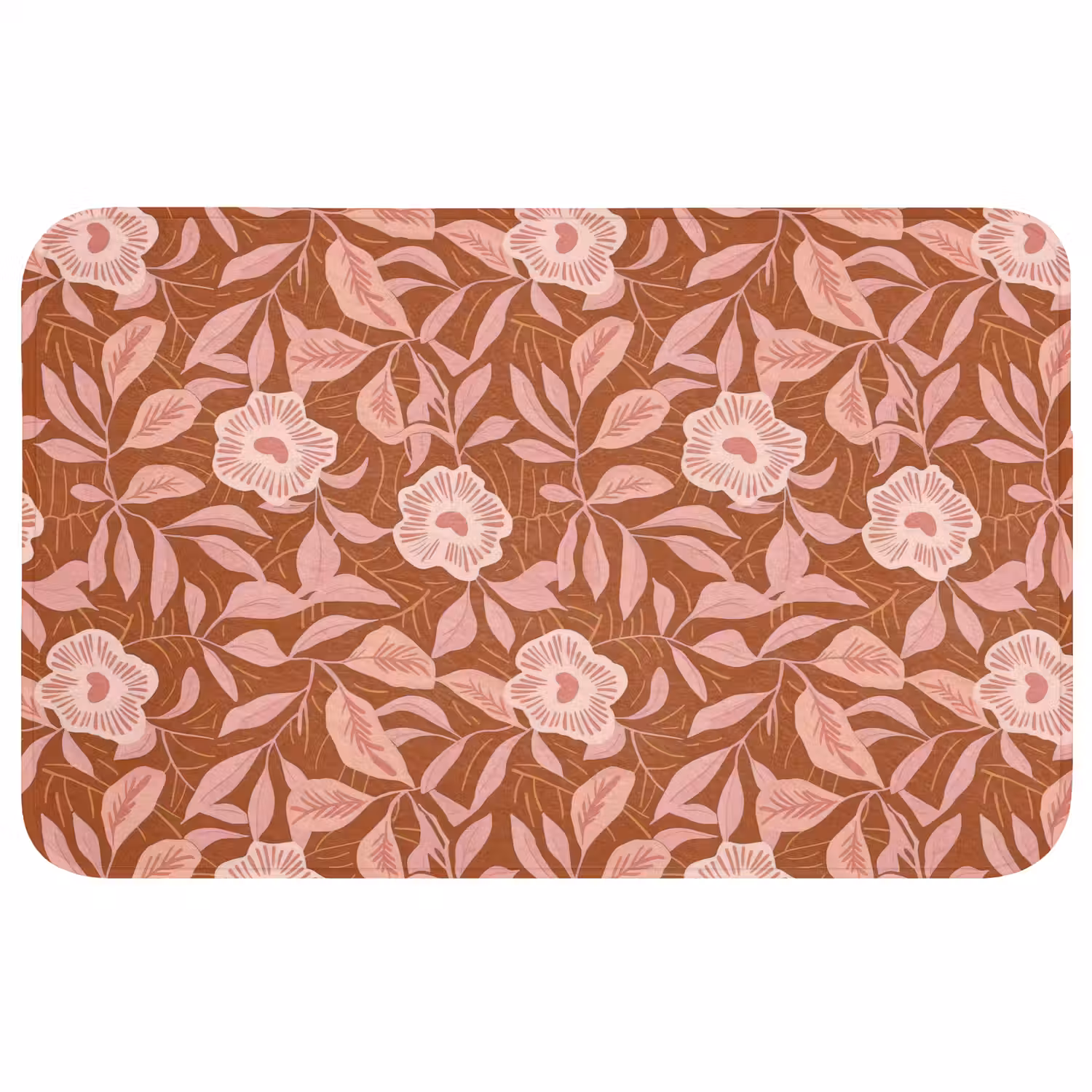 Patroon - Bladeren - Terracotta Badmat middel 997 -3d