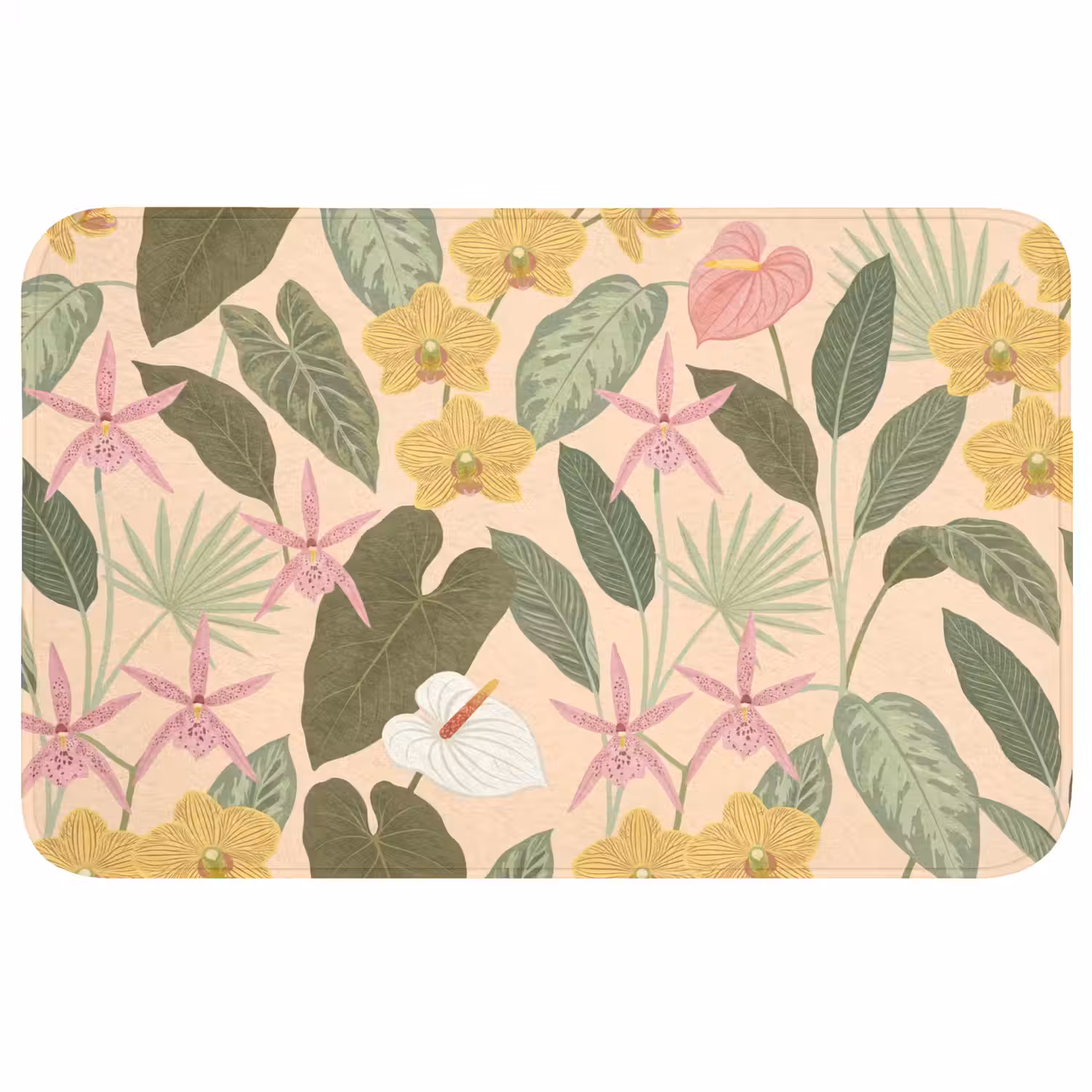 Patroon - Bloemen - Kleurrijk Badmat middel -3d