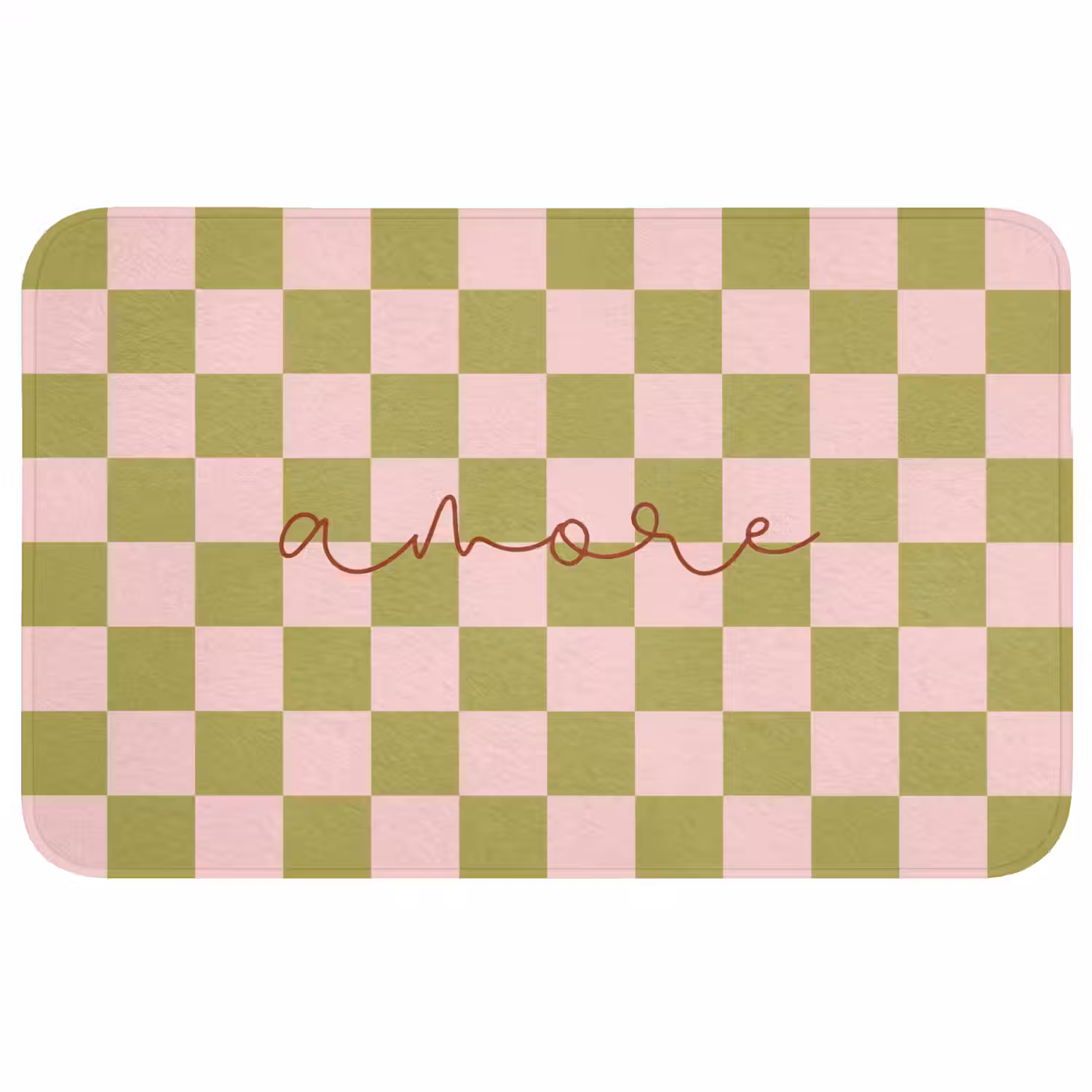 Patroon - Geblokt - Olijfgroen - Amore Badmat middel -3d