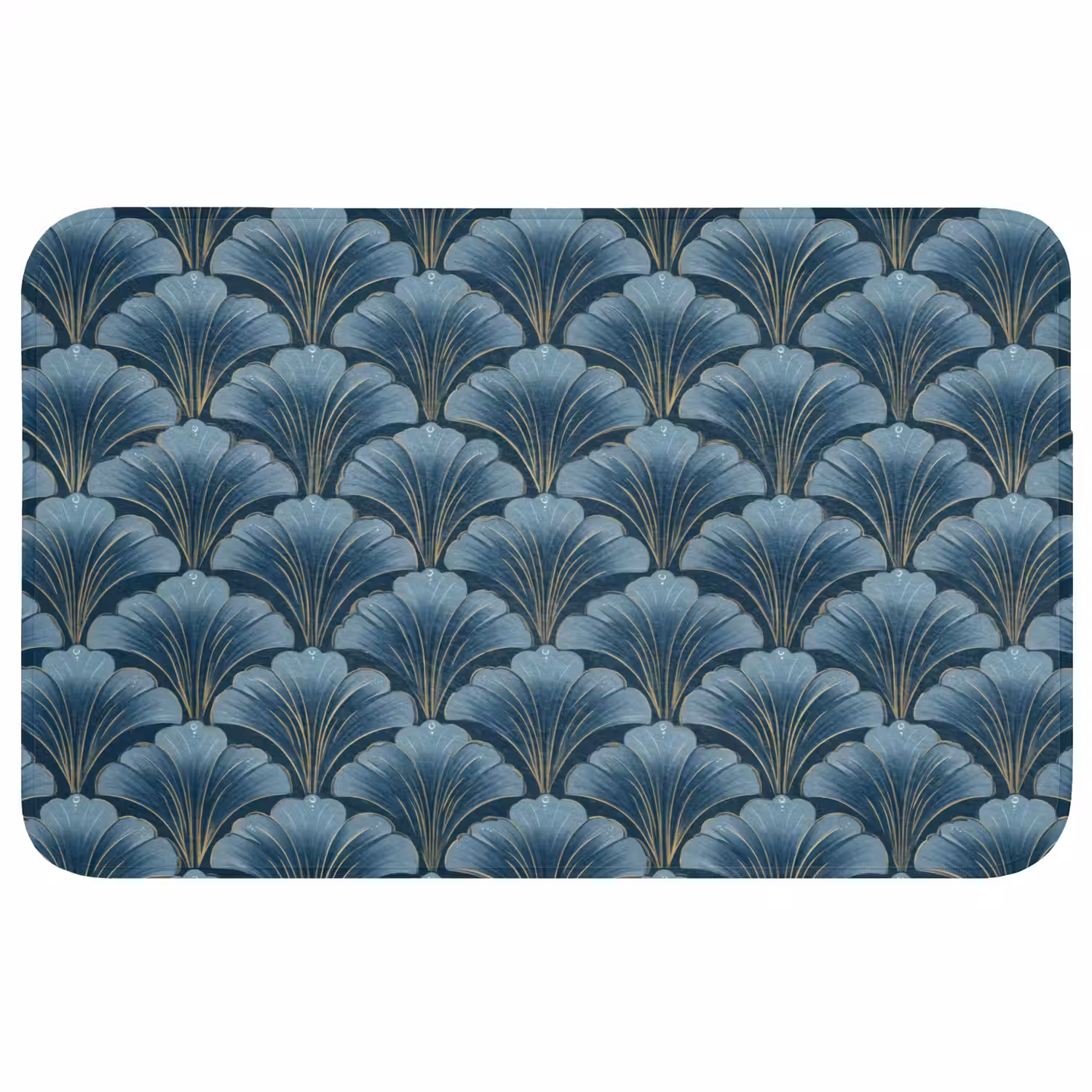 Patroon - Ginkgoblad - Blauw Badmat middel 997 -3d