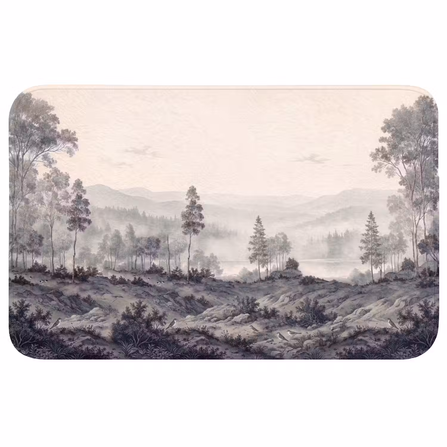 Mistig - Berglandschap - Illustratie Badmat middel -3d