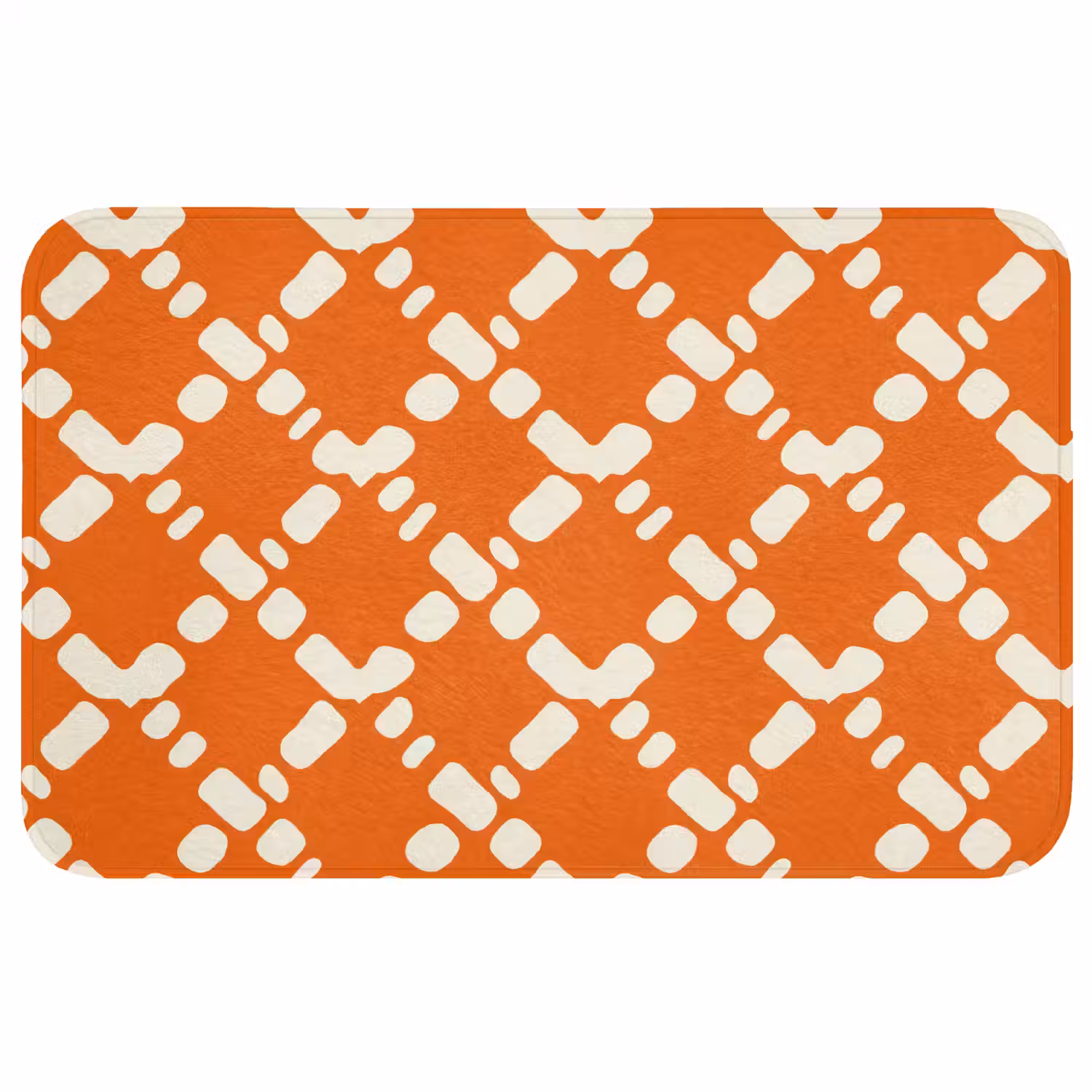Oranje - Ruitpatroon - Wit Badmat middel 997 -3d