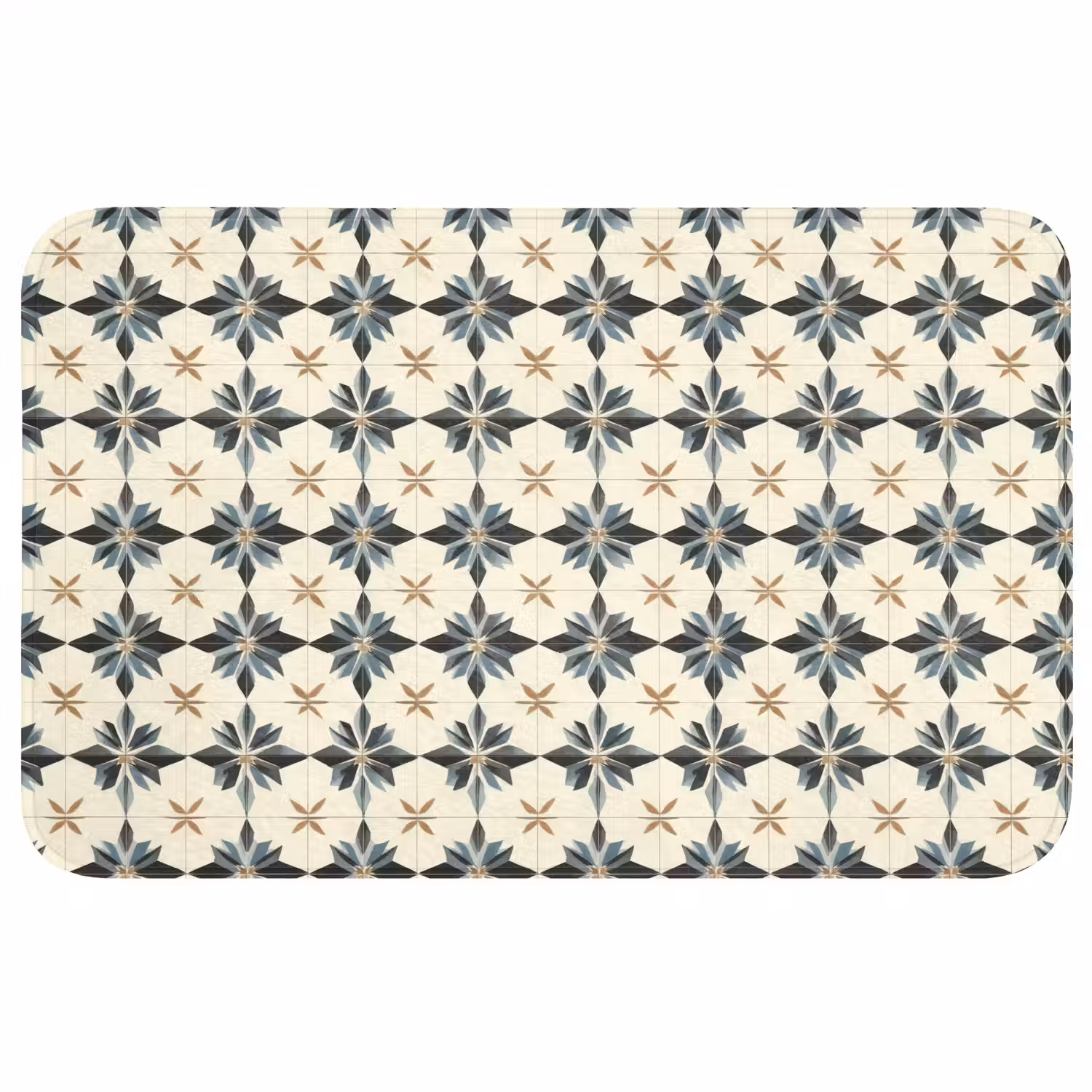 Sierlijk - Ornament - Blauw Badmat middel 997 -3d