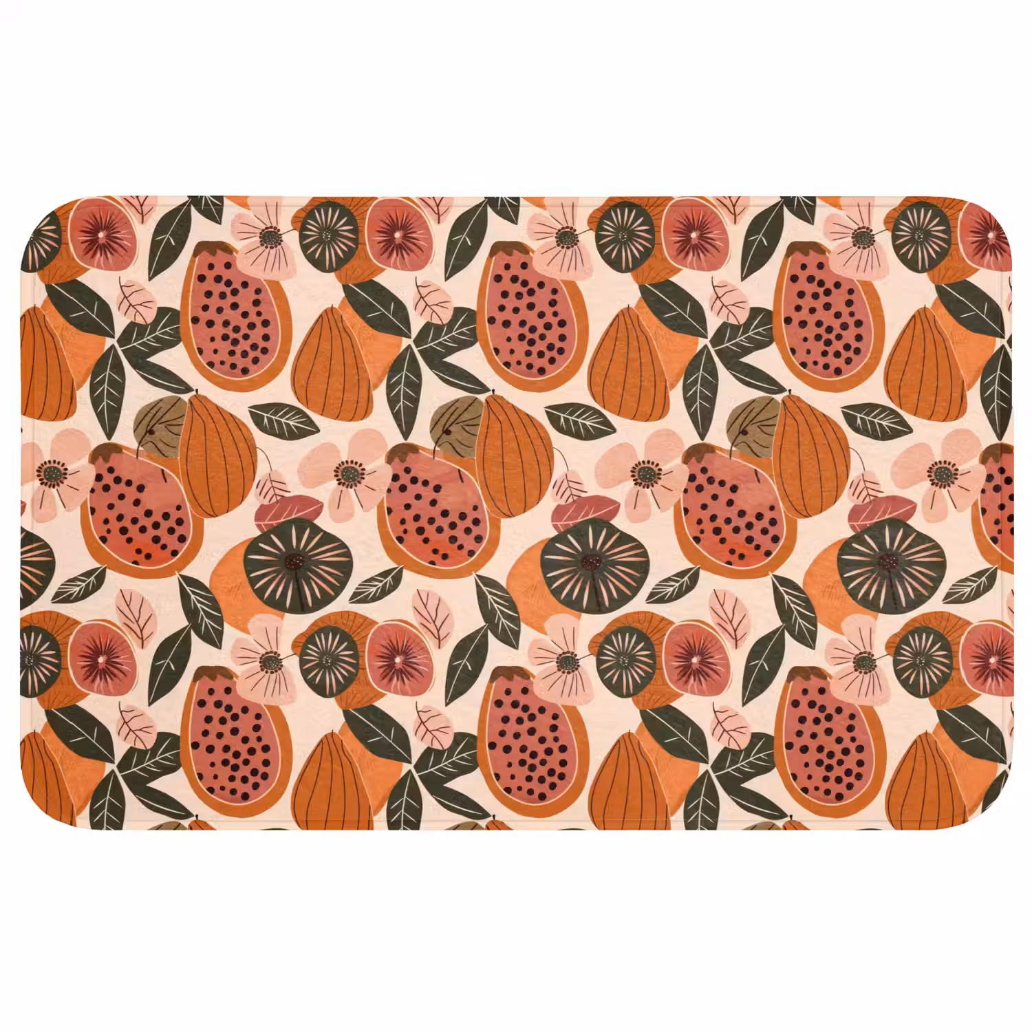Papaja - Bloesem - Oranje Badmat middel 997 -3d
