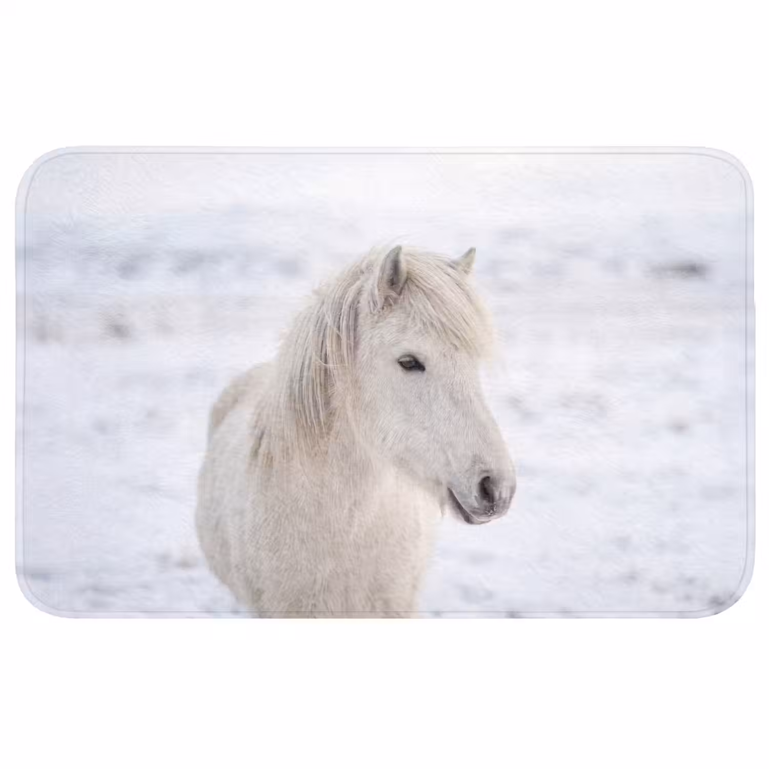 Paard - Kop - Winter - Dieren - Wit Badmat middel -3d