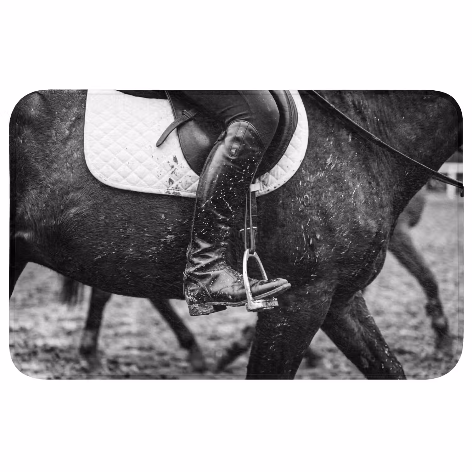 Paard - Sport - Zwart - Wit Badmat middel -3d