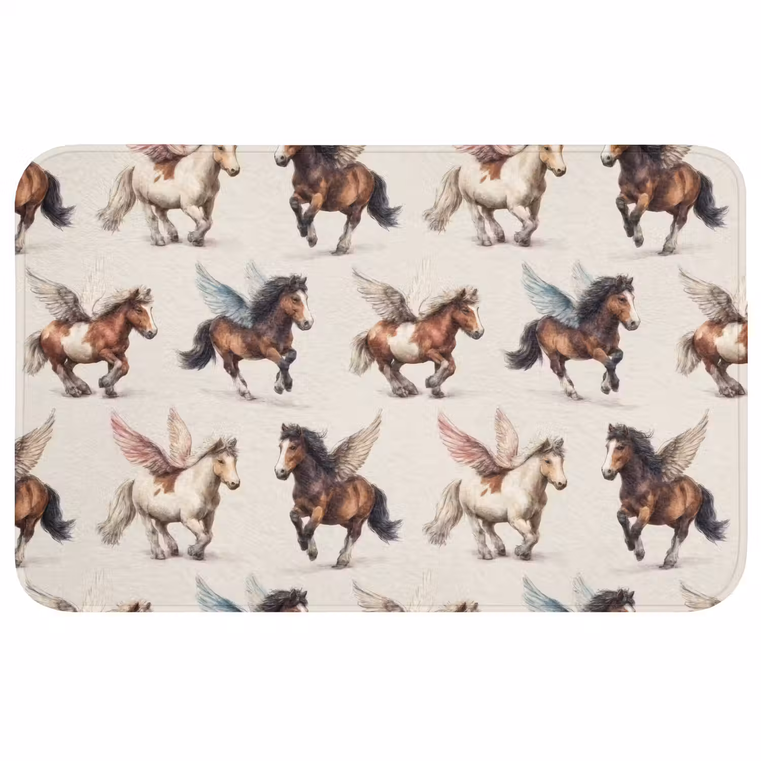 Paarden - Vleugels - Kleurrijk Badmat middel 997 -3d