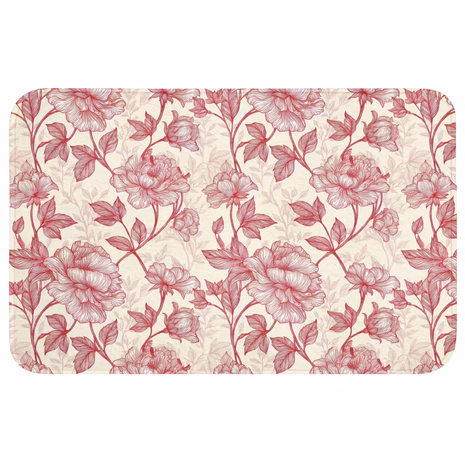 Pioenrozen - Modern - Rood Badmat middel 997 -3d