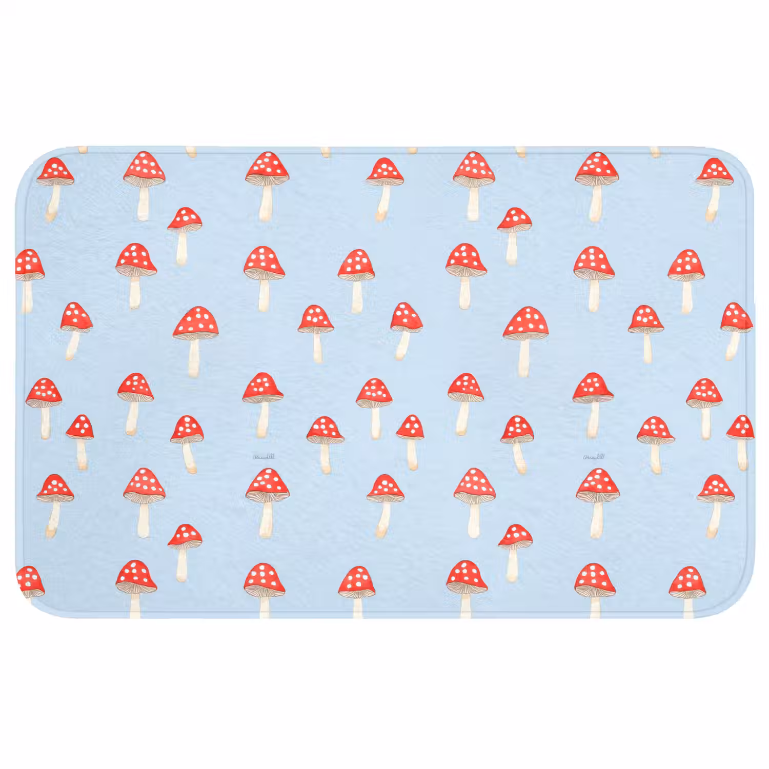 Paddenstoel -Sprookje - Blauw Badmat middel 997 -3d