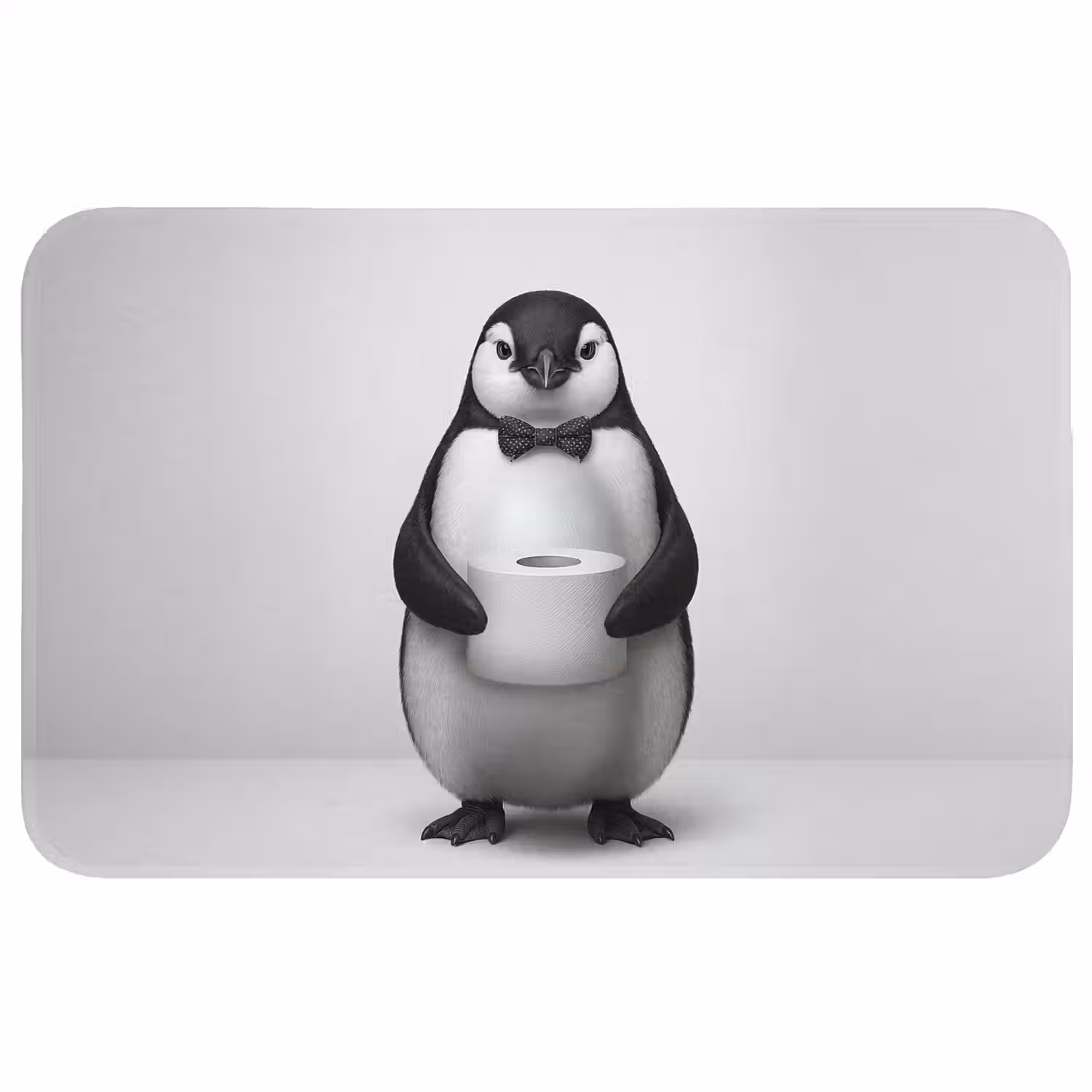 Pinguïn - WC rol - Wit Badmat middel -3d