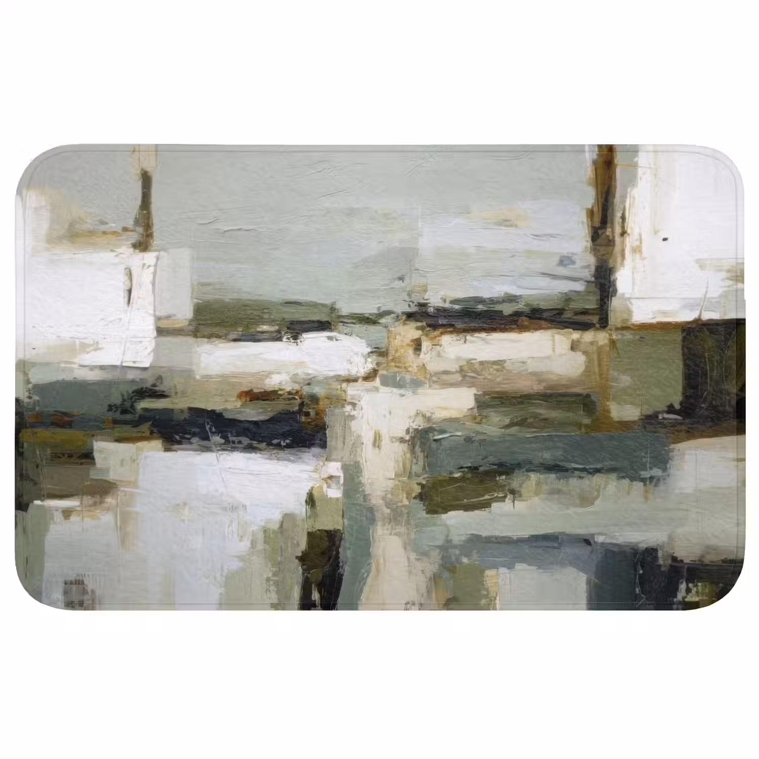 Penseelstreken - Groen - Abstract - Japandi Badmat middel -3d