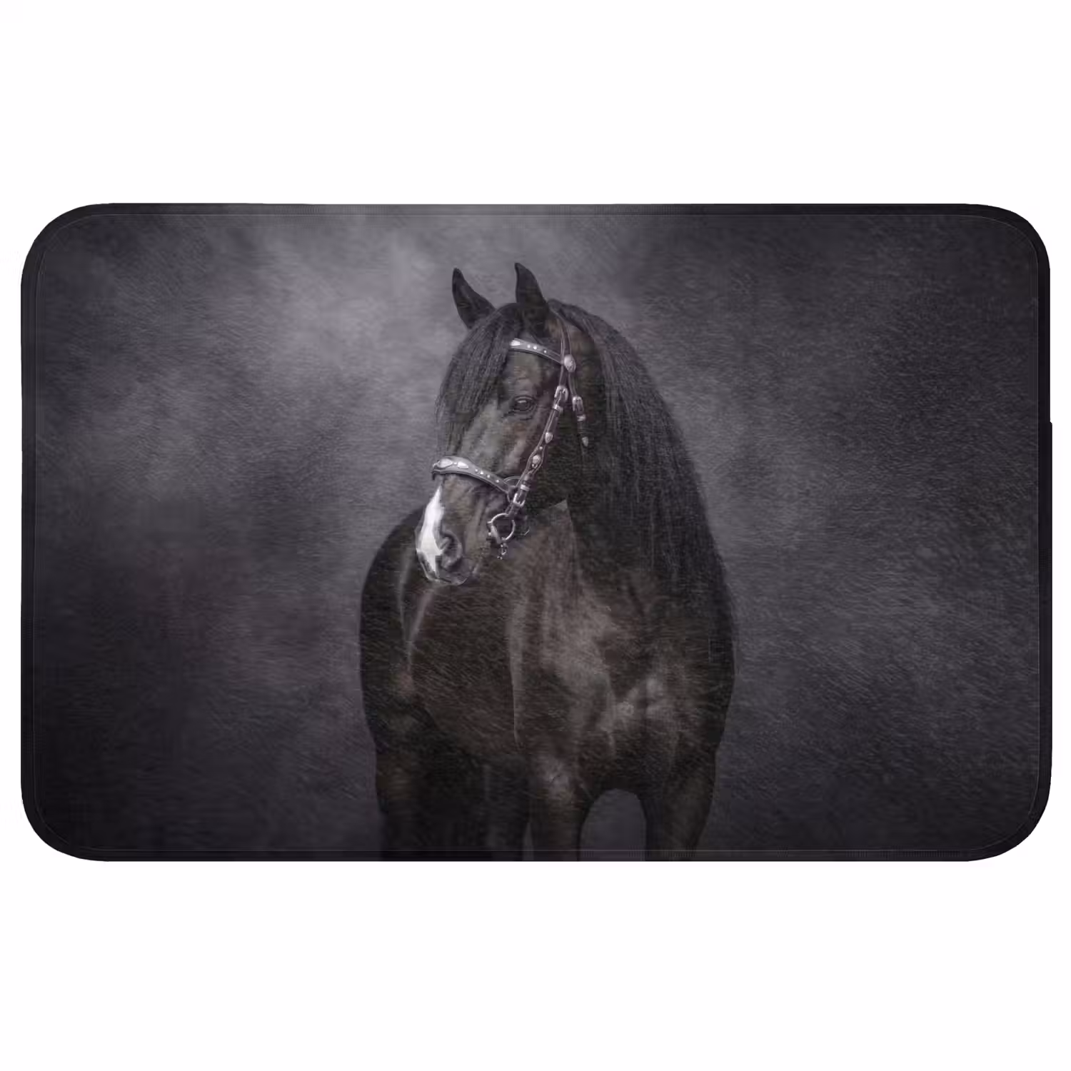 Portret - Paard - Zwart Badmat middel -3d