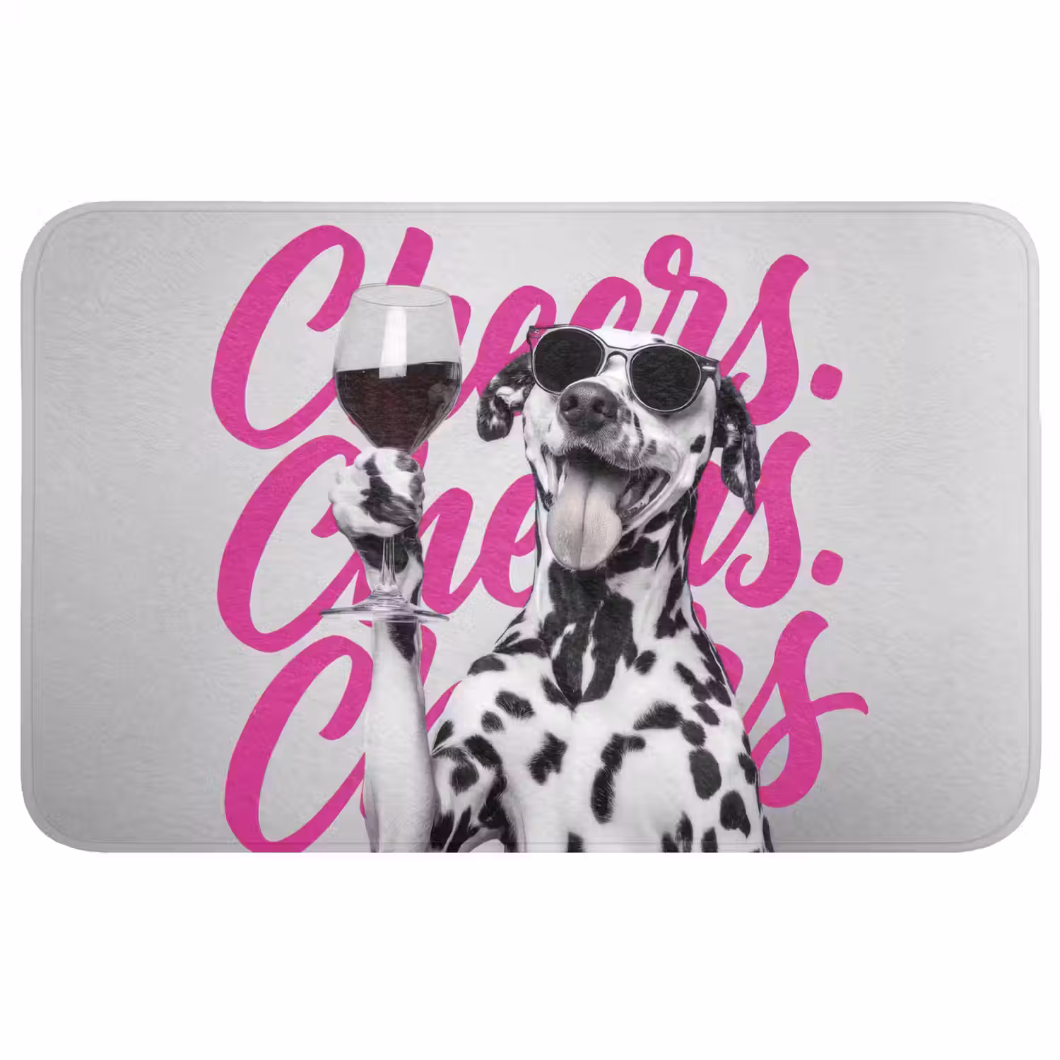 Cheers - Hond - Roze - Wijn Badmat middel -3d