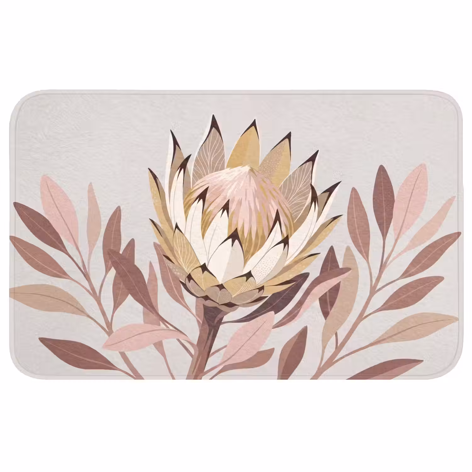 Protea - Bloem - Botanisch - Beige Badmat middel -3d