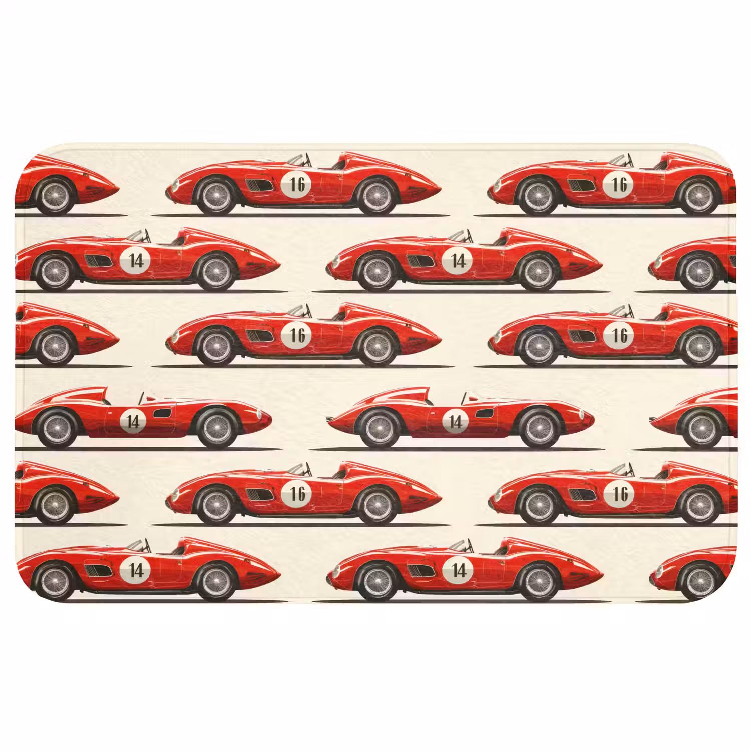 Raceauto - Retro - Rood Badmat middel 997 -3d