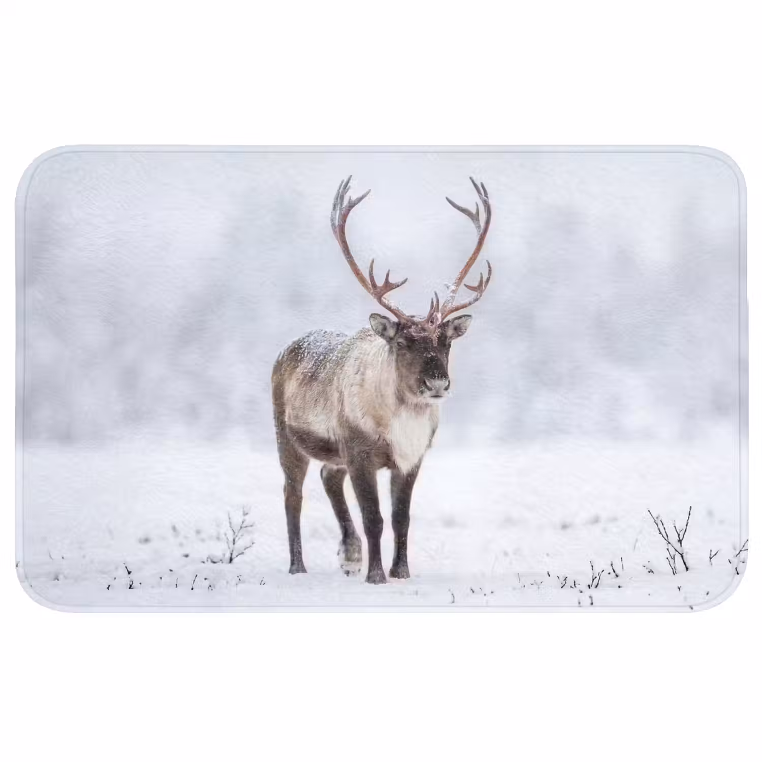 Rendier - Gewei - Toendra - Sneeuw - Wild Badmat middel -3d