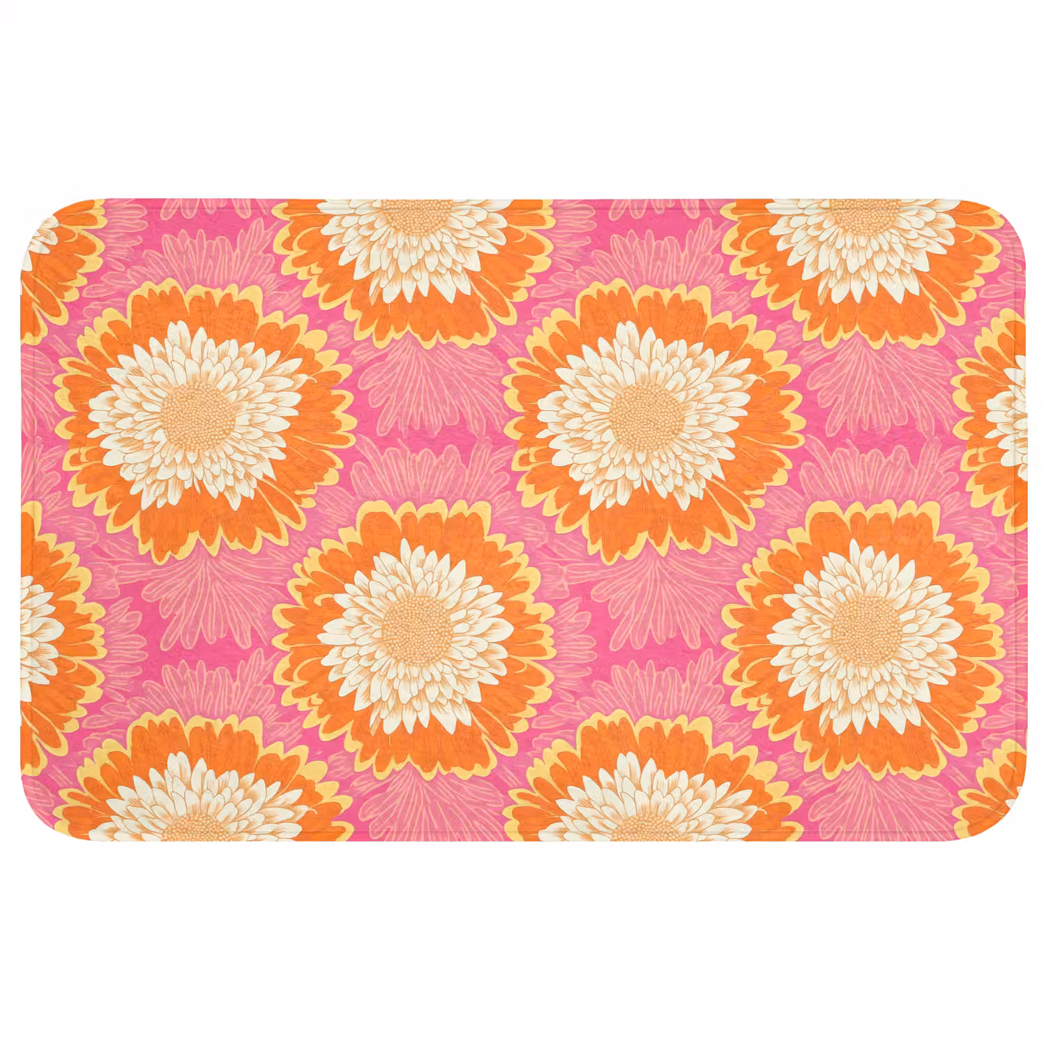 Retro - Bloemen - Kleurrijk Badmat middel 997 -3d