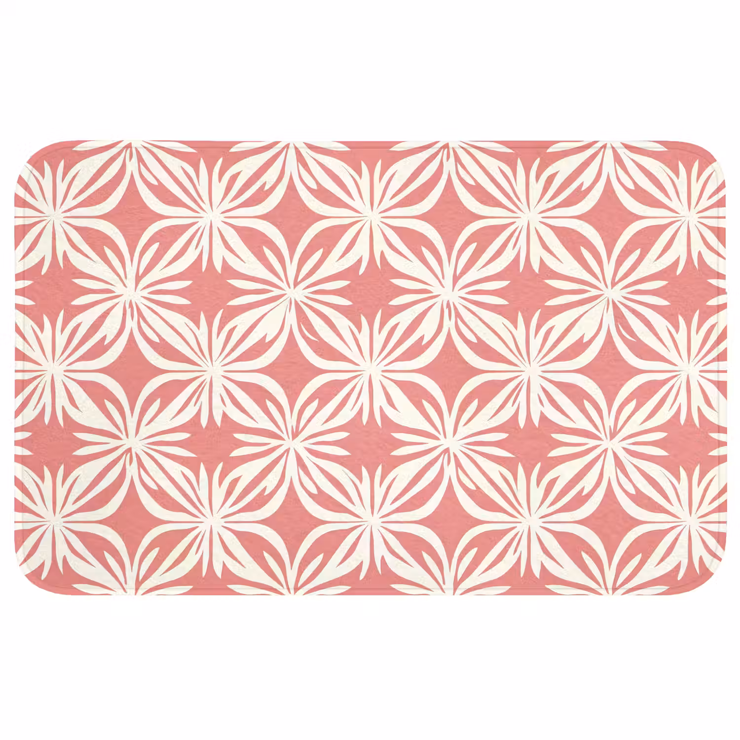 Roze - Bloemenmotief - Wit - Modern Badmat middel 997 -3d