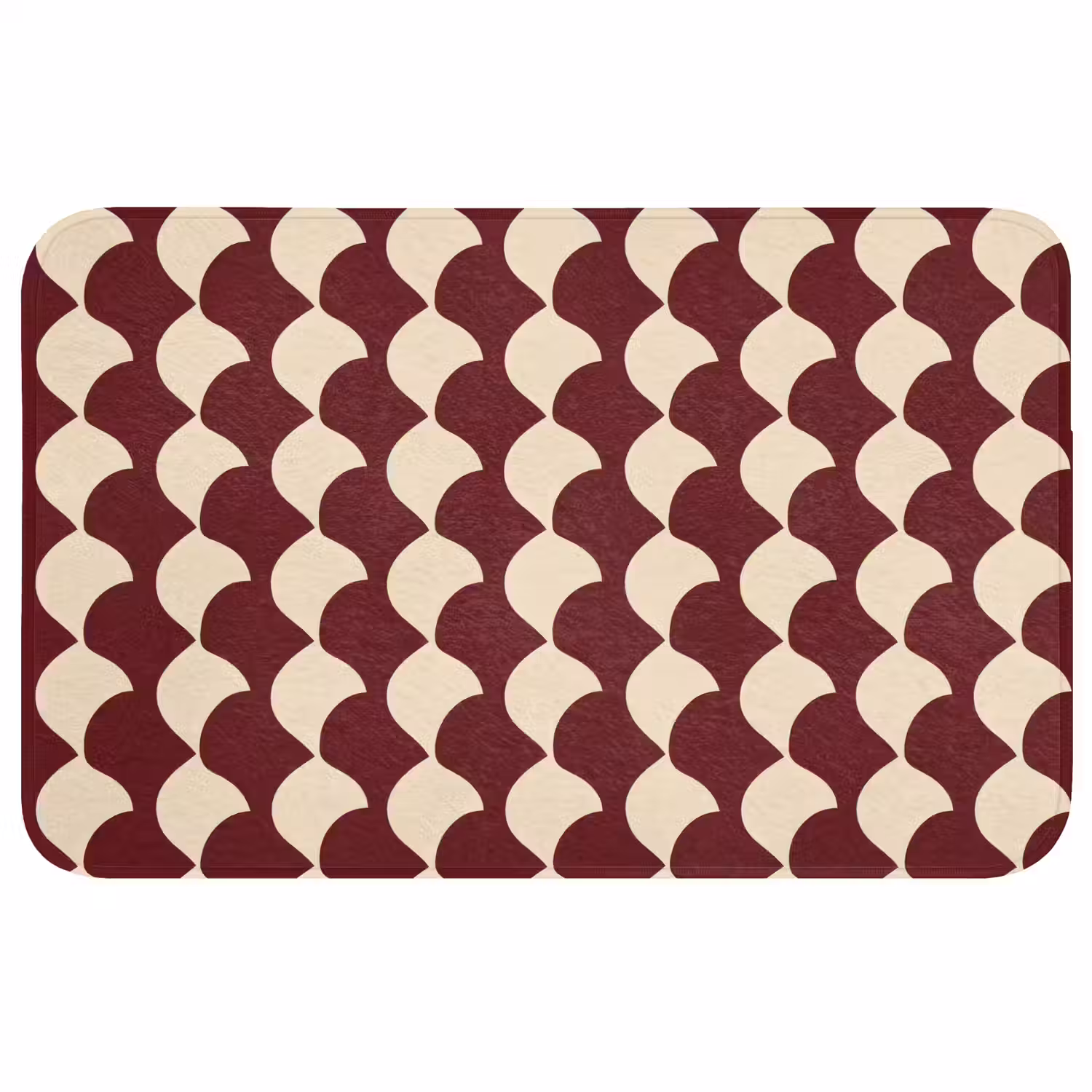Rood - Tegelpatroon - Crème Badmat middel 997 -3d