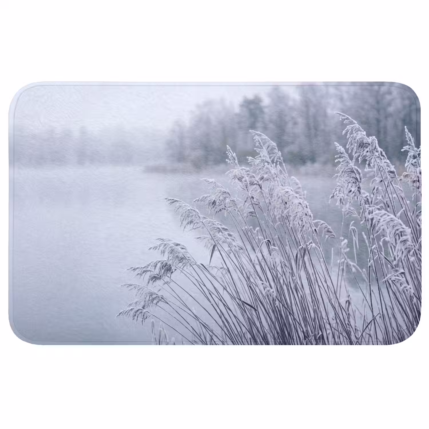 Riet - Bevroren - Winter - Natuur Badmat middel -3d