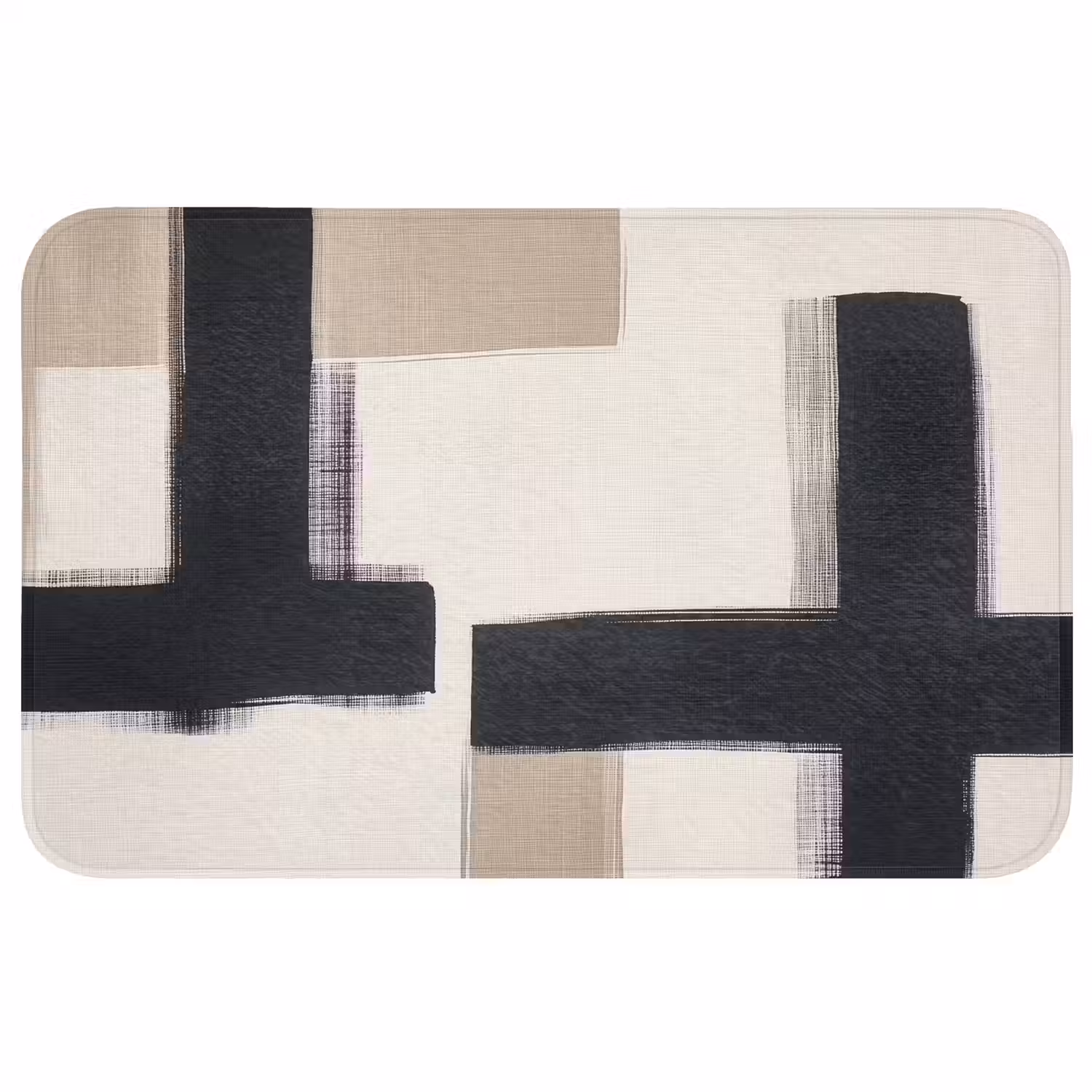 Zwart - Abstract - Japandi Badmat middel -3d