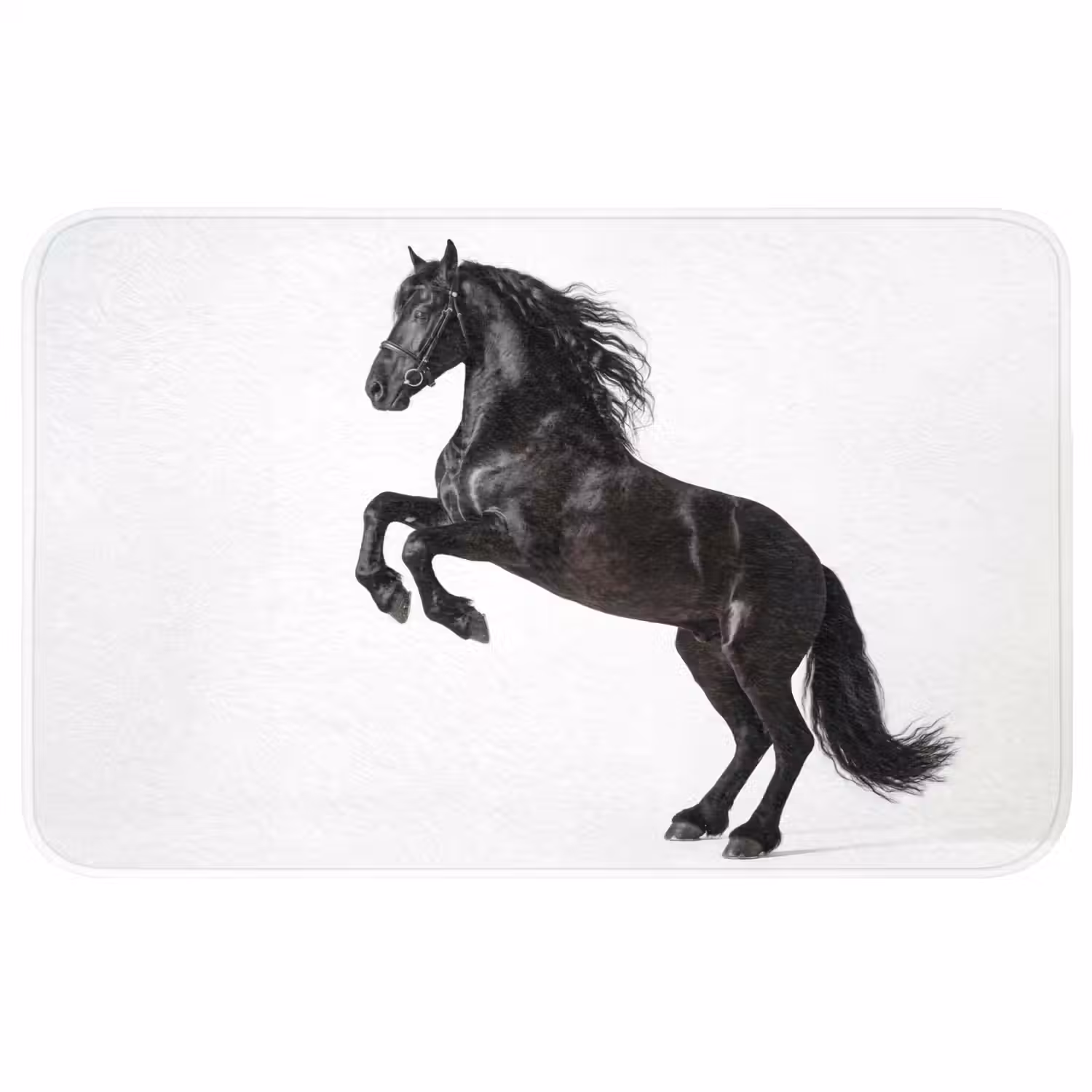 Zwart - Paard - Portret Badmat middel -3d