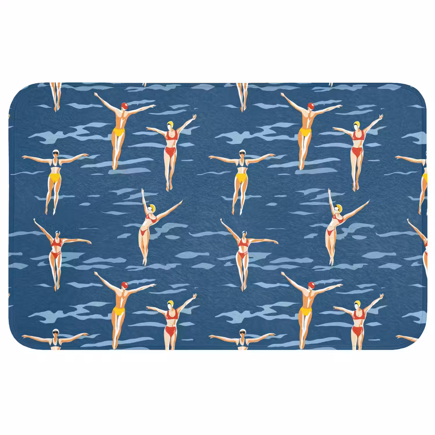 Zwemsters- Retro - Blauw Badmat middel 997 -3d