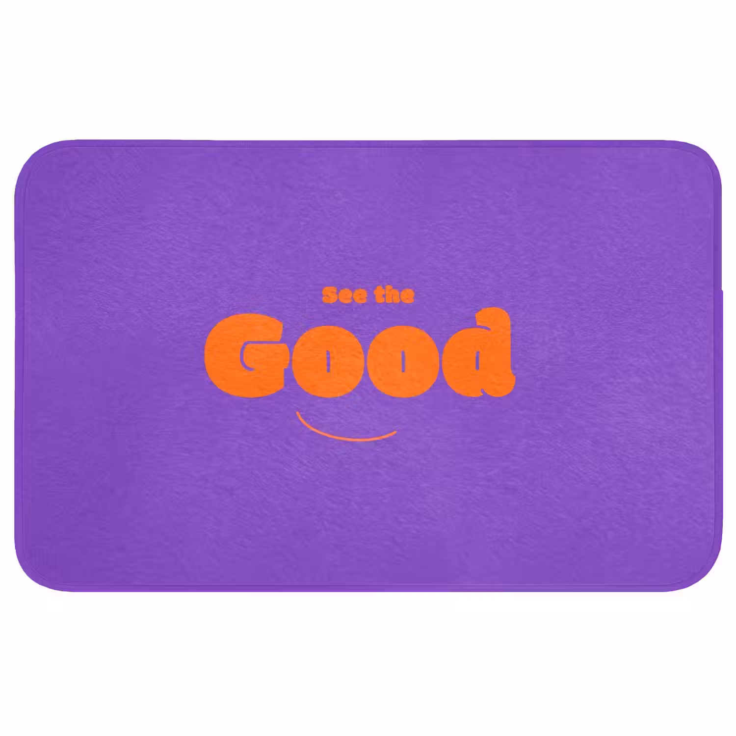 See the good - Oranje - Paars - Smiley Badmat middel -3d