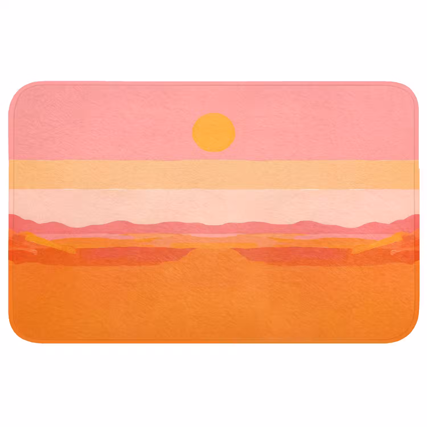 Zon - Abstract - Landschap - Oranje Badmat middel -3d