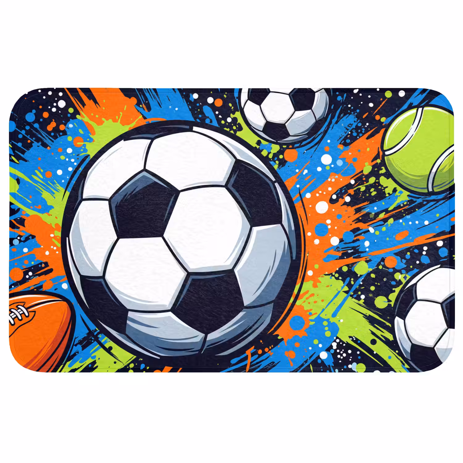 Sport - Ballen - Kleurrijk Badmat middel -3d