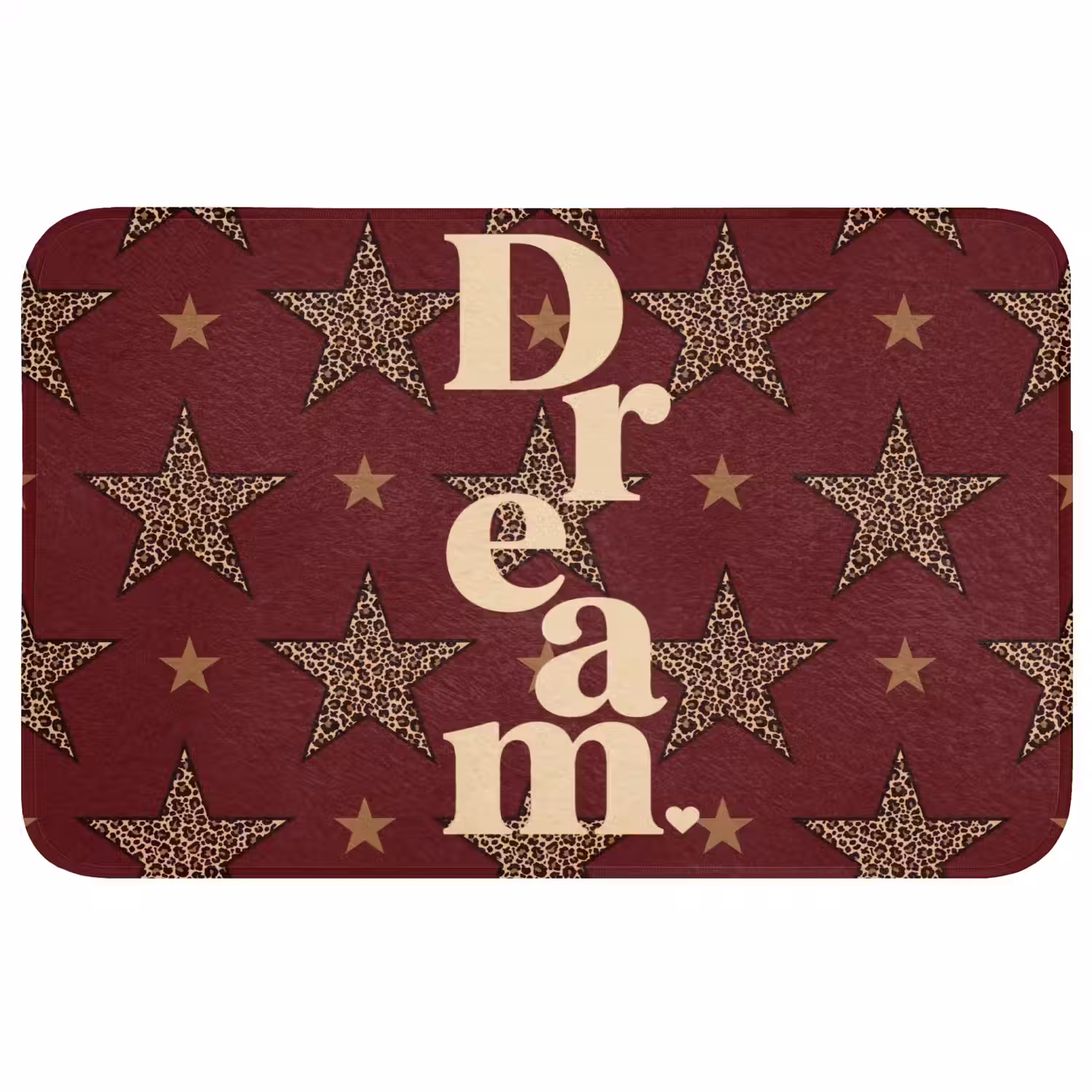 Sterren - Luipaardprint - Dream - Bordeaux Badmat middel -3d
