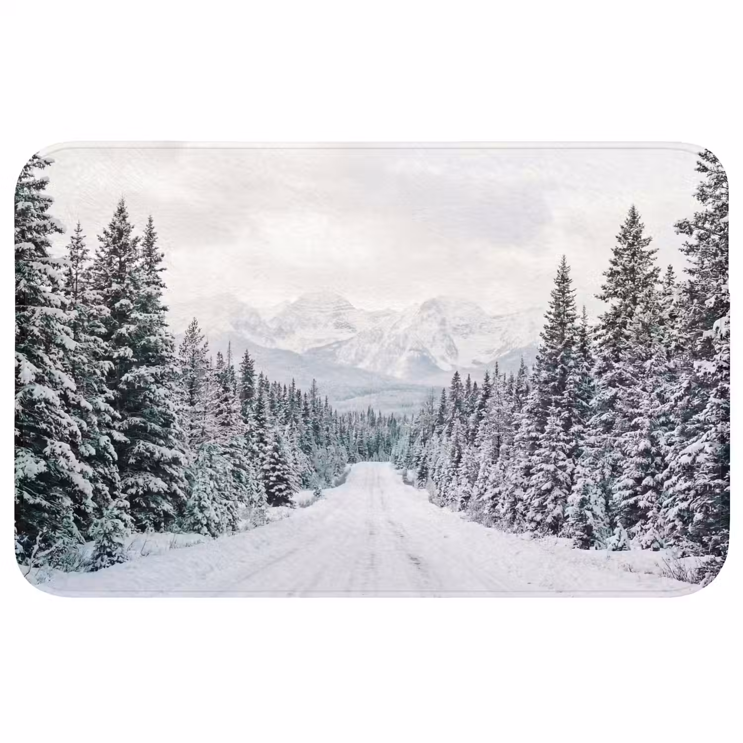 Weg - Sneeuw - Naaldbos - Winter - Avontuurlijk Badmat middel -3d