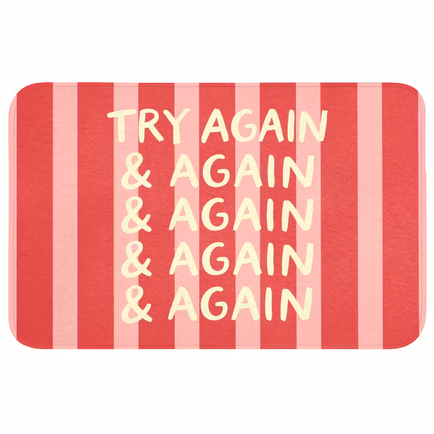 Strepen - Rood - Try again Badmat middel -3d
