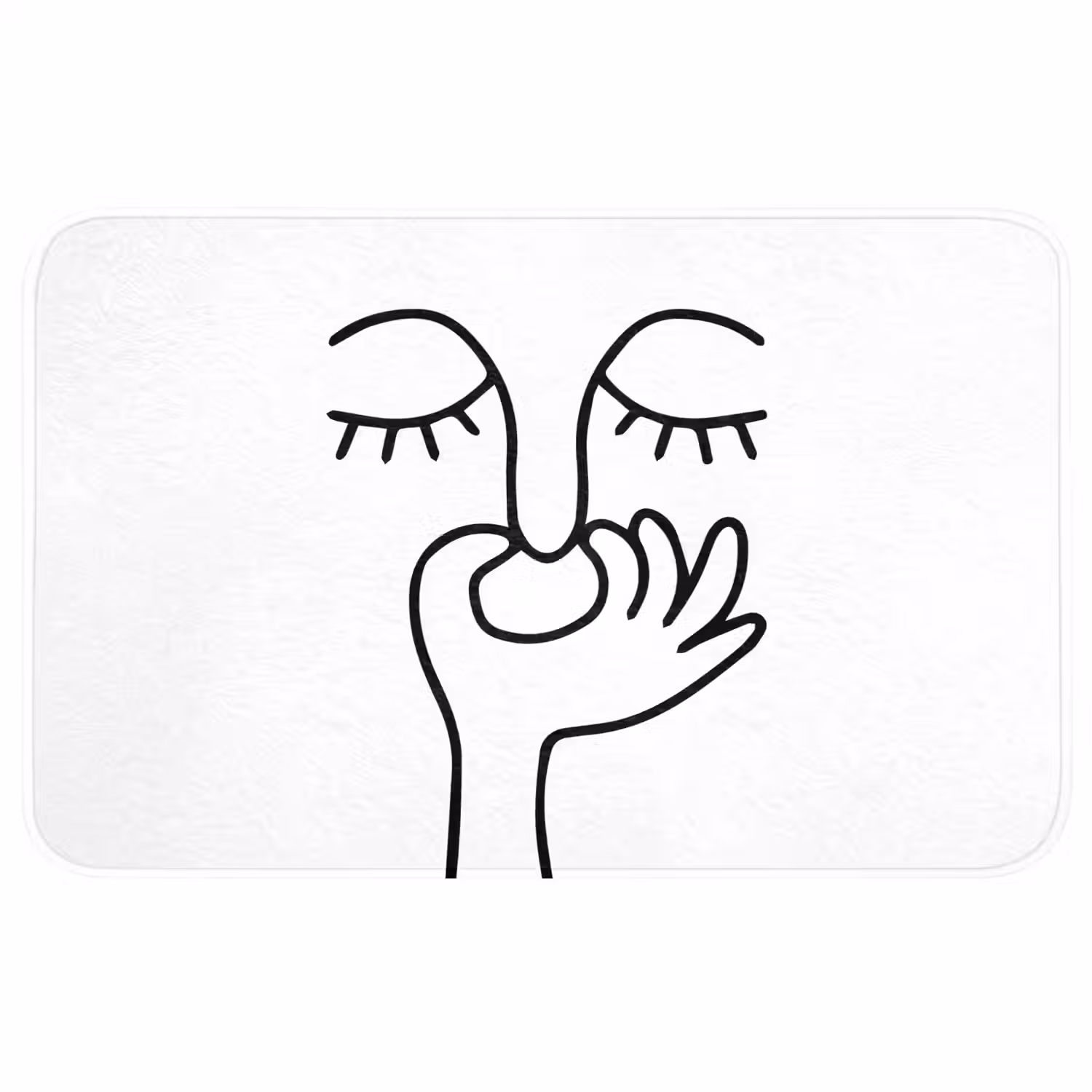 Line art - Gezicht - Wit Badmat middel -3d