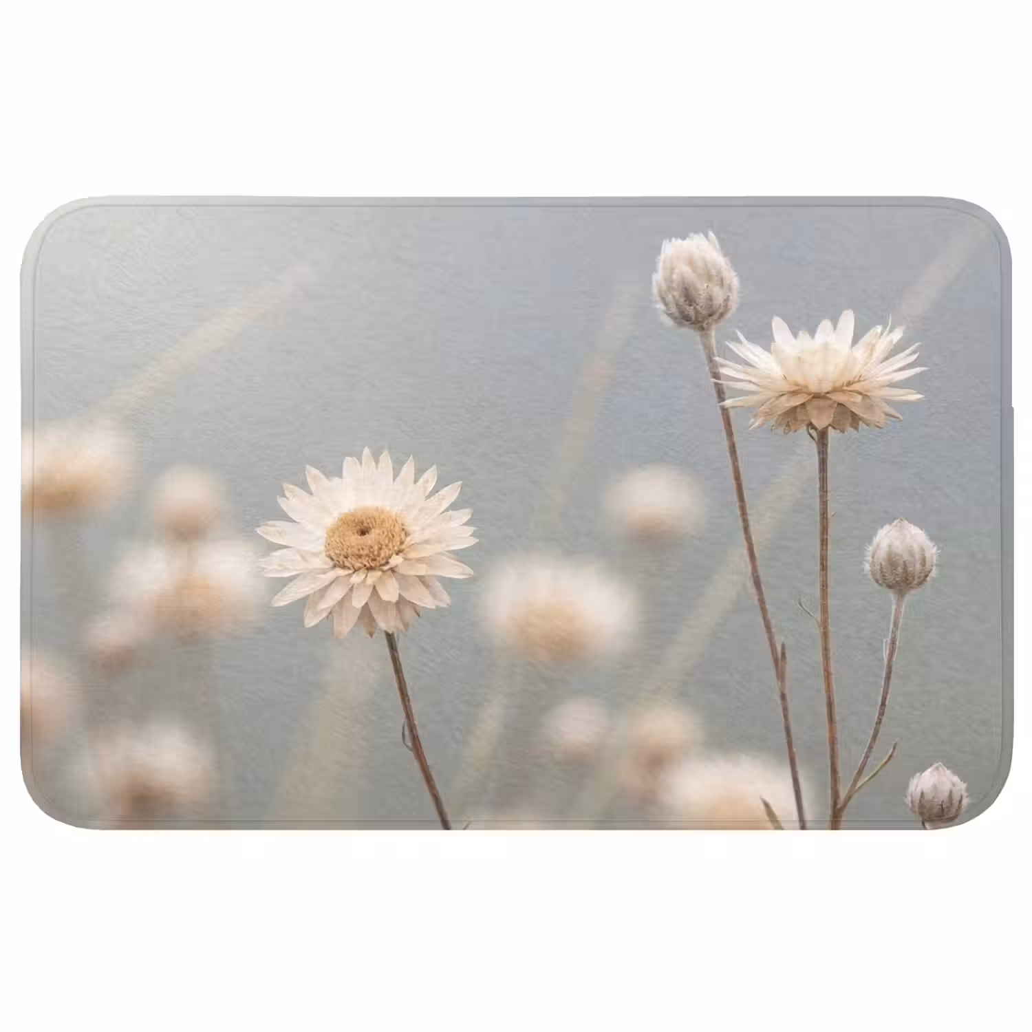 Strobloemen - Wit - Daglicht Badmat middel -3d