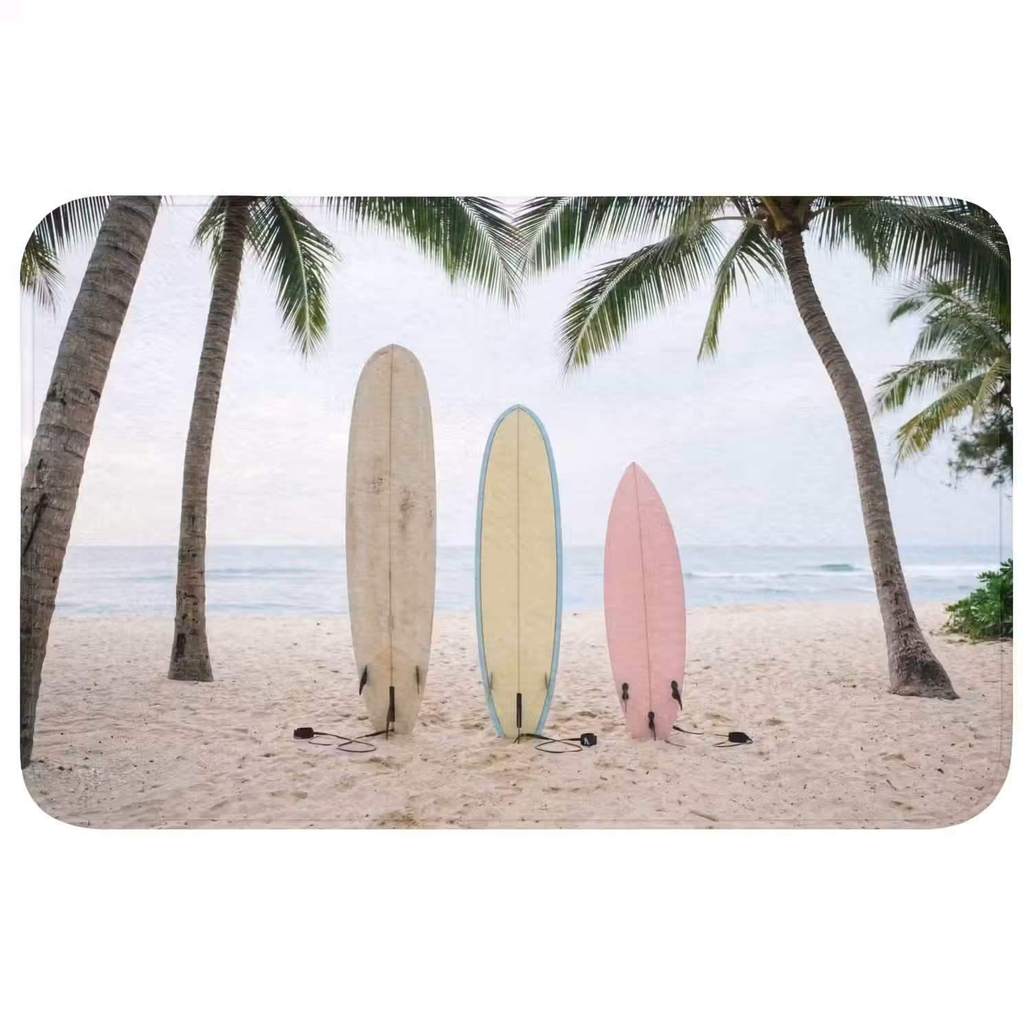 Surfboard - Palmbomen - Kleurrijk Badmat middel -3d