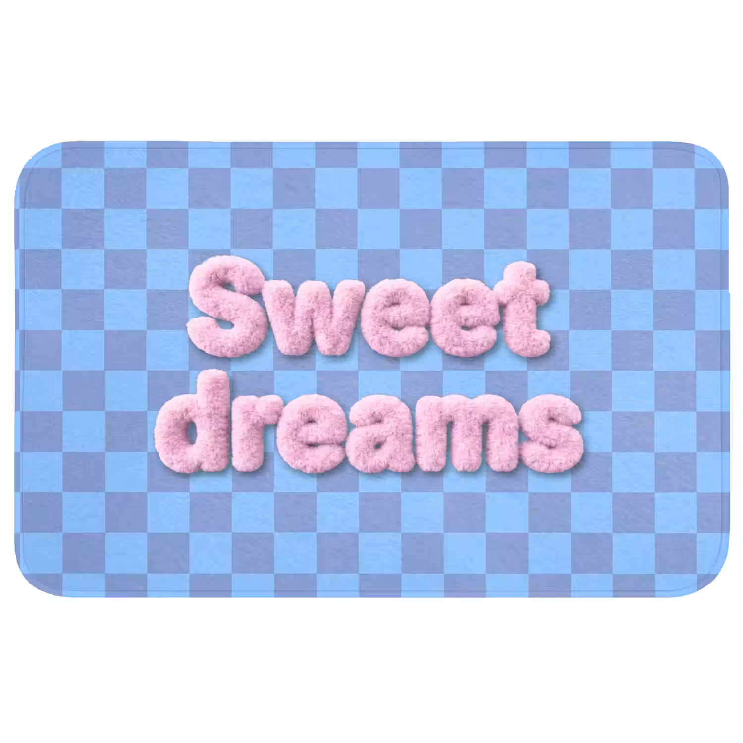Sweet dreams - Vierkanten - Roze - Blauw Badmat middel -3d