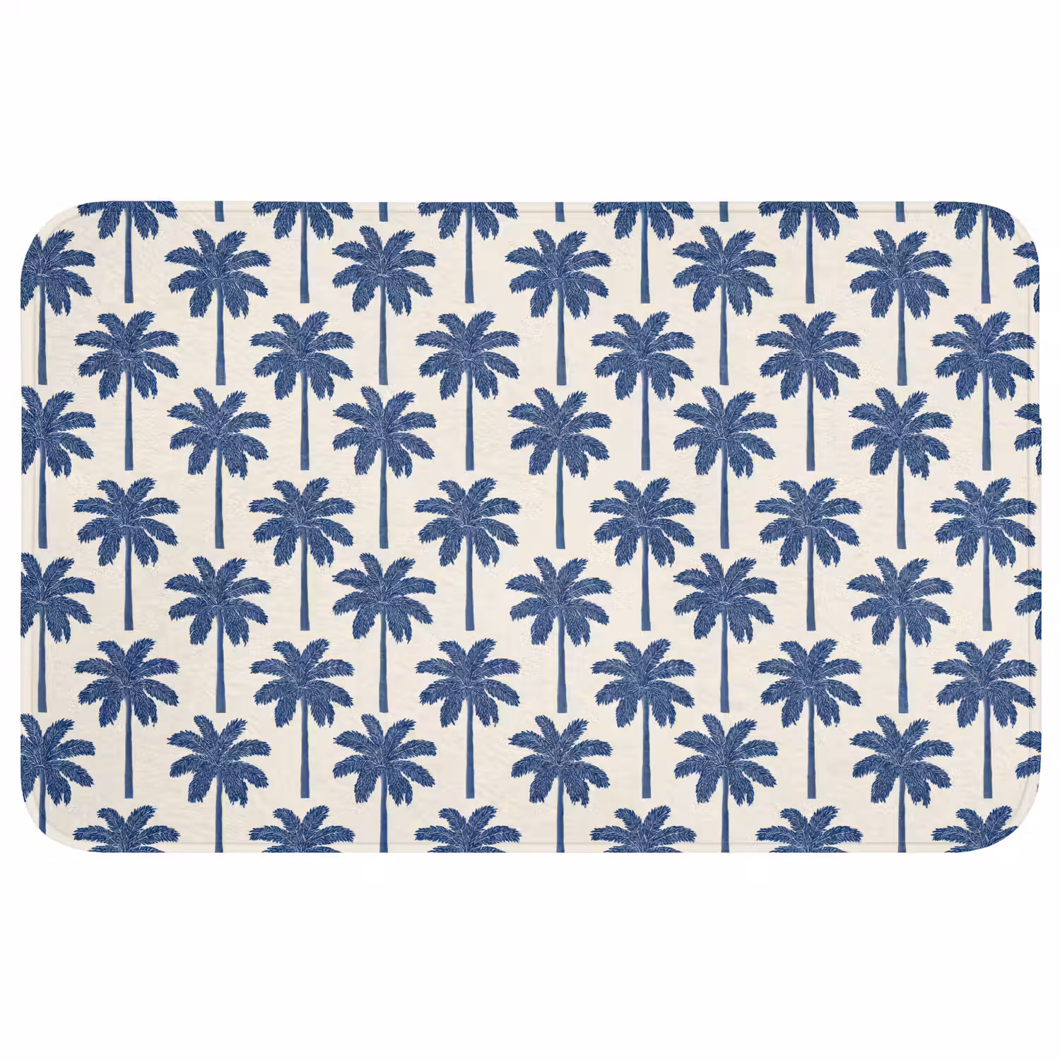 Symmetrisch - Palm - Blauw Badmat middel 997 -3d
