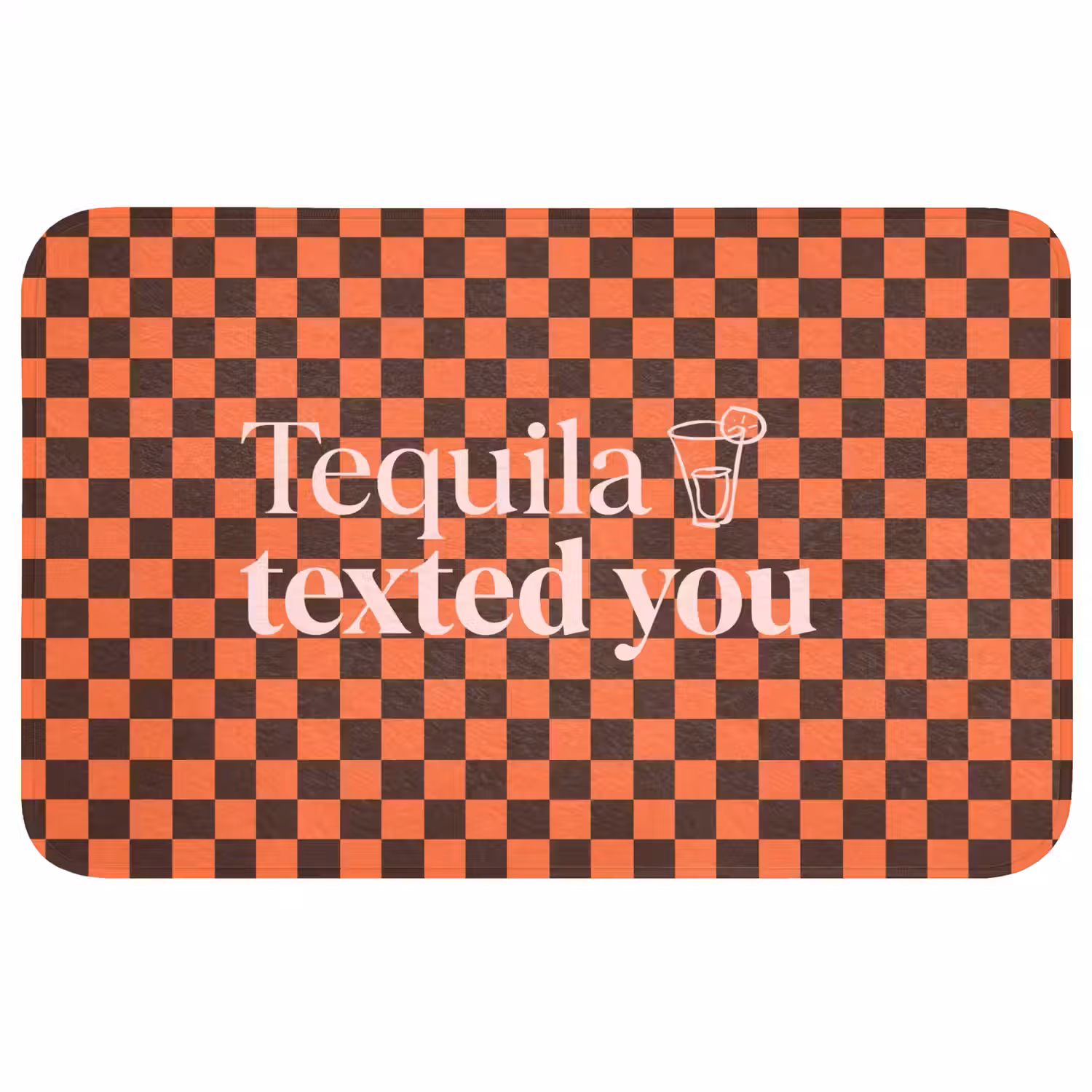 Tequila texted you - Glas - Vierkanten - Oranje Badmat middel -3d