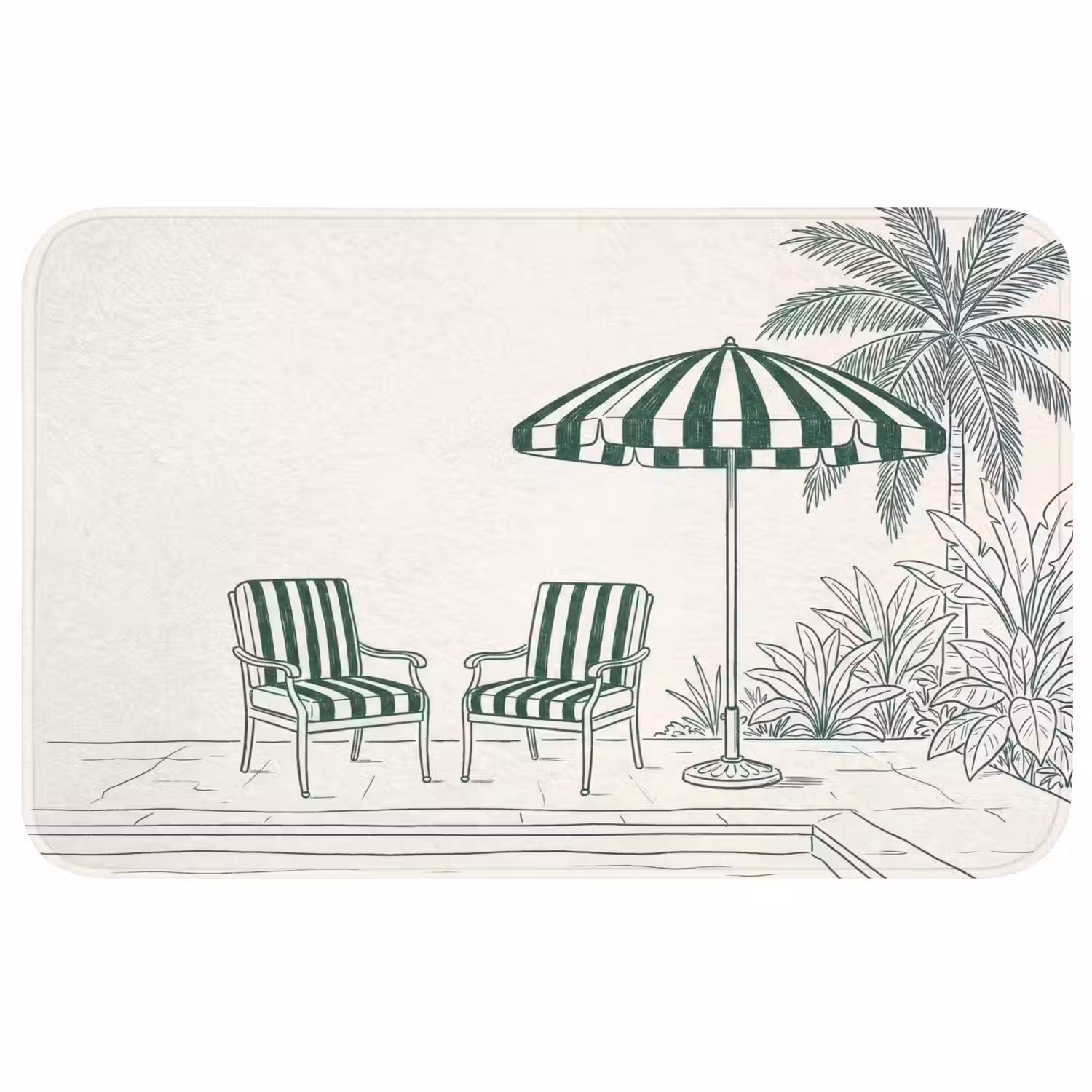 Terras - Illustratie - Groen Badmat middel -3d