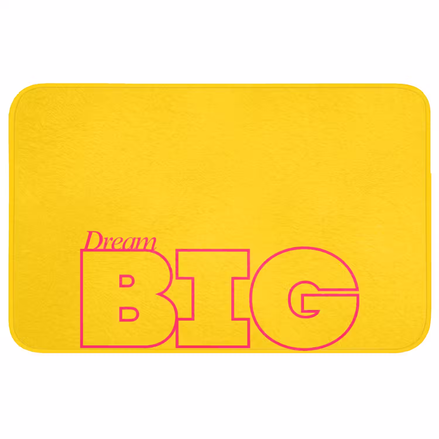 Dream big - Geel - Grafisch Badmat middel -3d