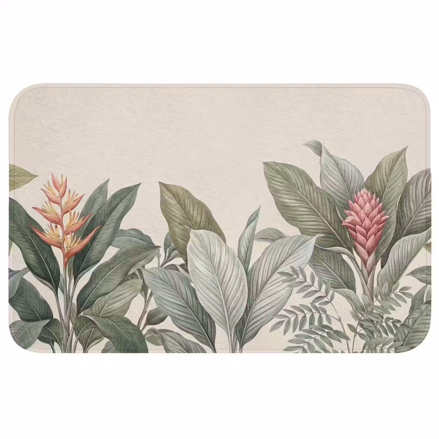Tropisch - Planten - Modern - Groen Badmat middel -3d