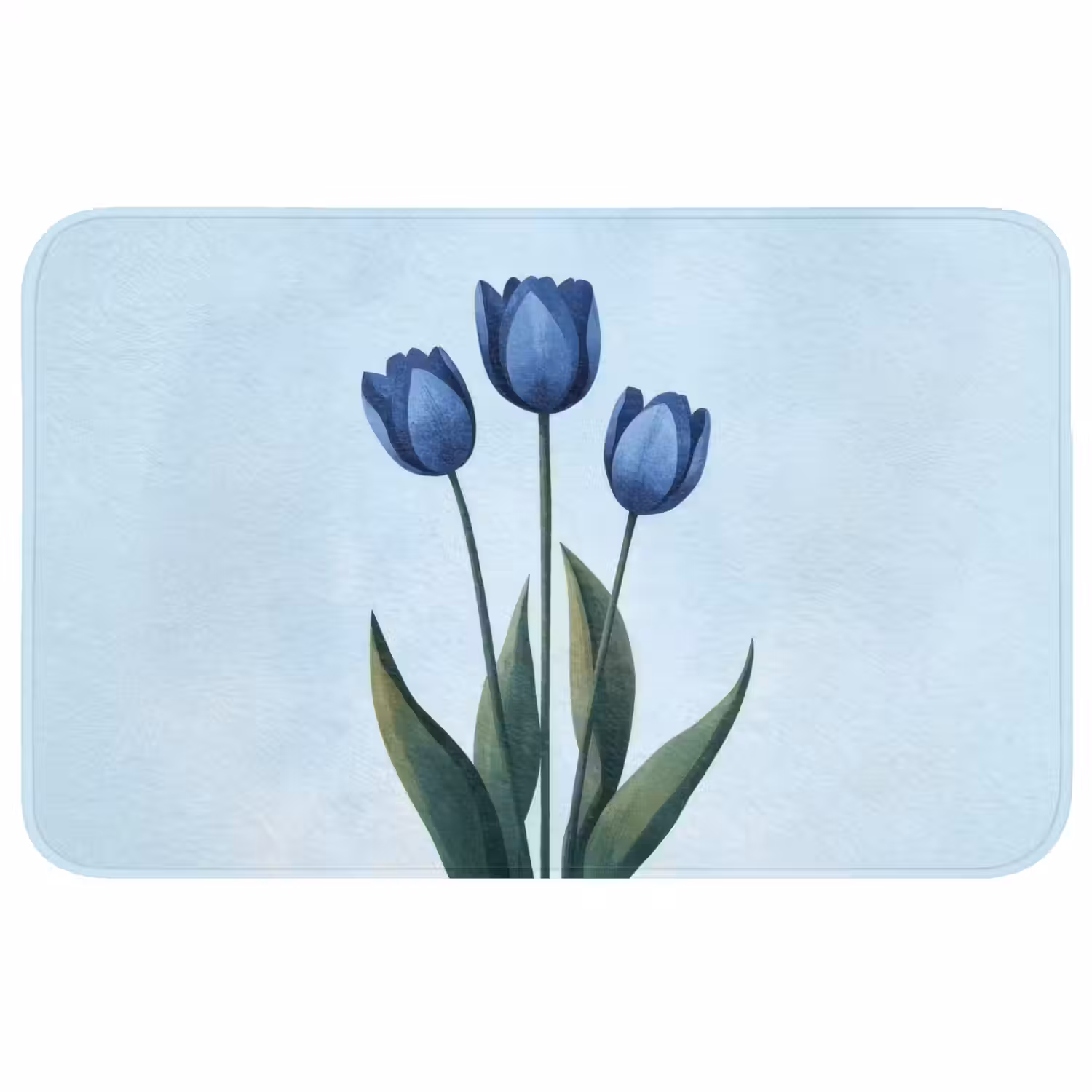 Tulpen - Blauw - Bladeren Badmat middel -3d